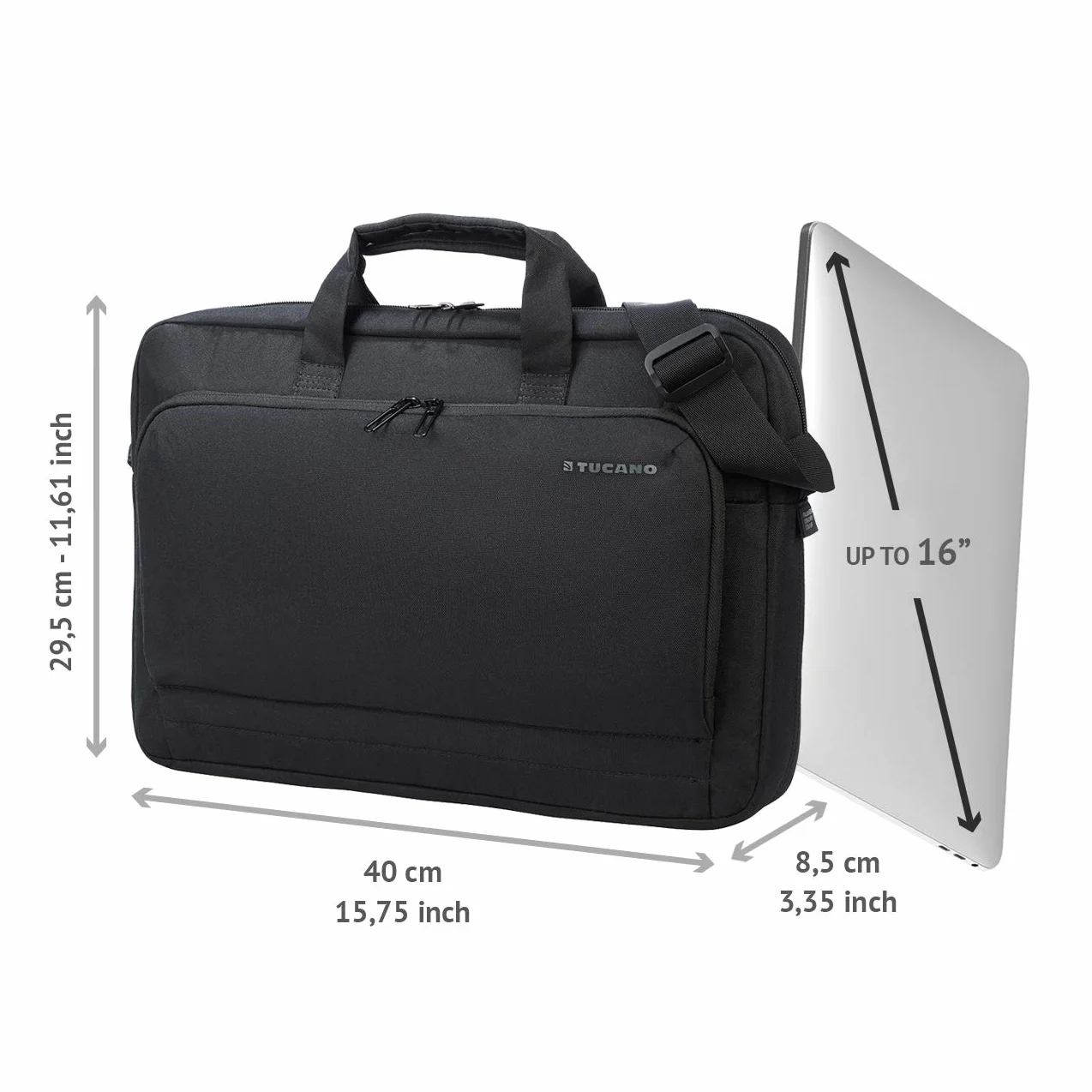 Tucano Star - Borsa per PC Portatile Compatibile con MacBook PRO, con Tracolla, aggancio Trolley, per Lavoro Ufficio università Viaggi