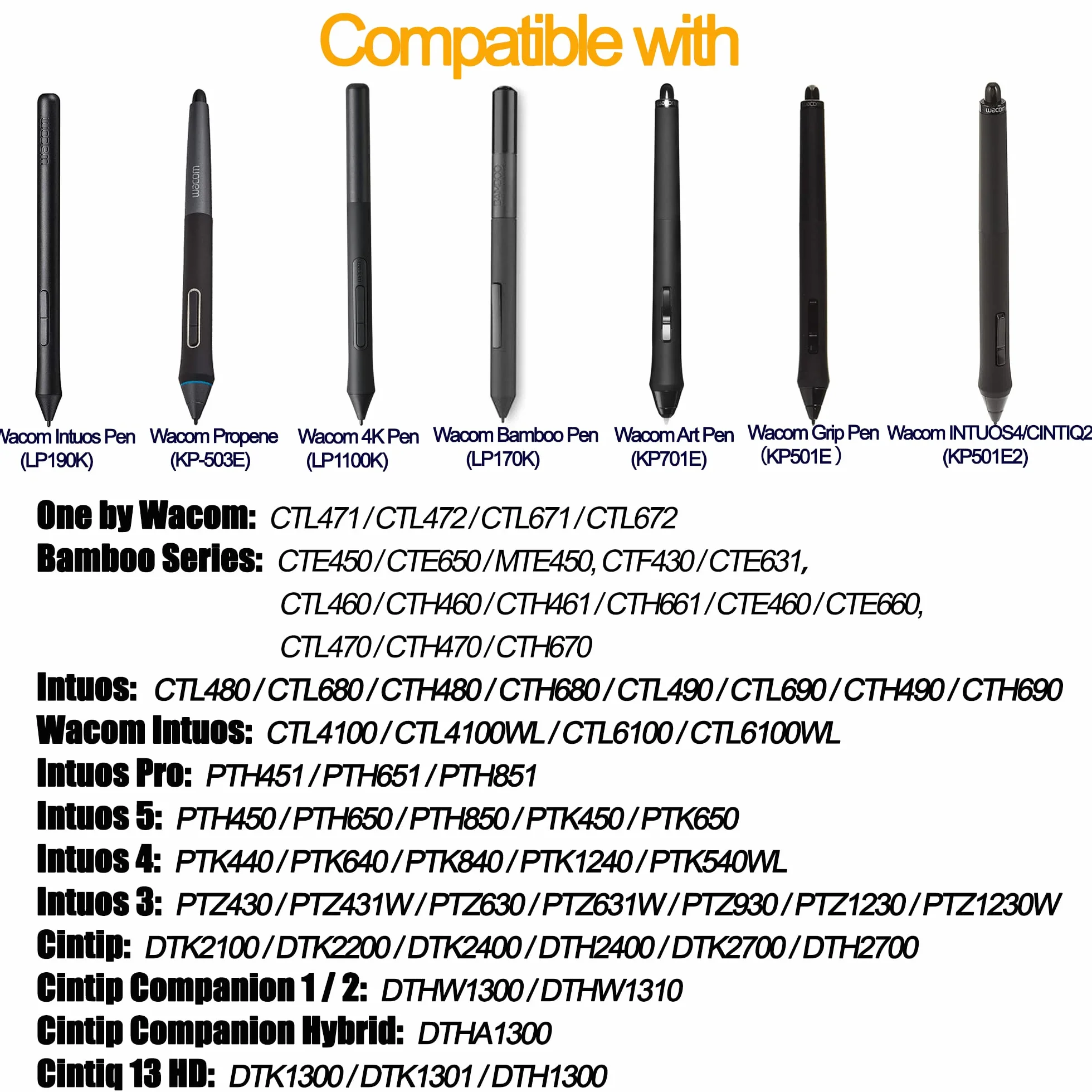 [10 Pezzi] Punte di Ricambio per One By Wacom/Bamboo/Intuos/Intuos 5&4&3/Intuos Pro(PTH-451/651/851)/Cintip/Cintip Companion 1&2&Hybrid/Cintip 13H, per CTE-,MTE-,CTL-,CTH- Tavoletta Grafica, Nero