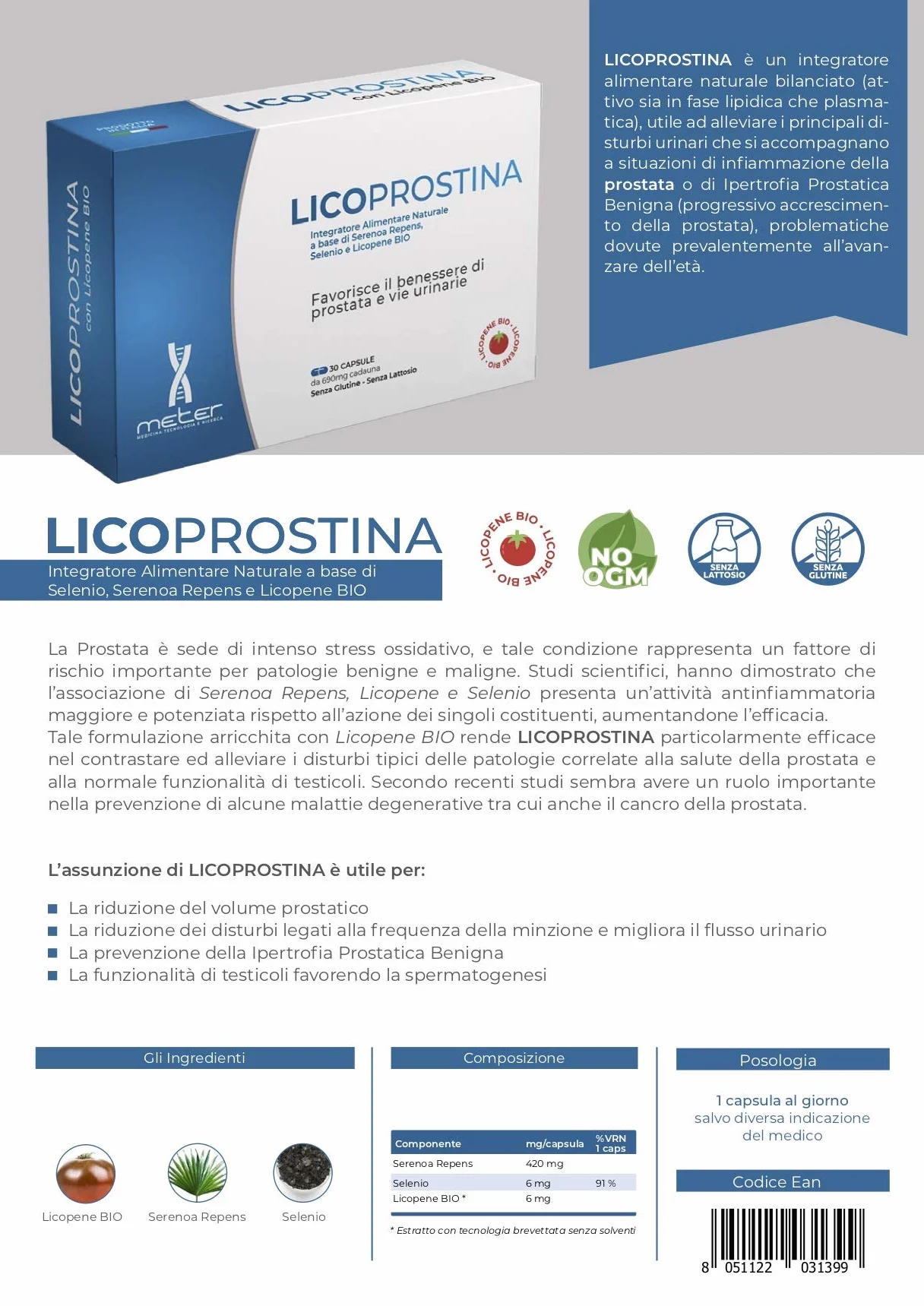 Licoprostina Integratore Alimentare Naturale Licopene Biologico 30 Capsule Prostata