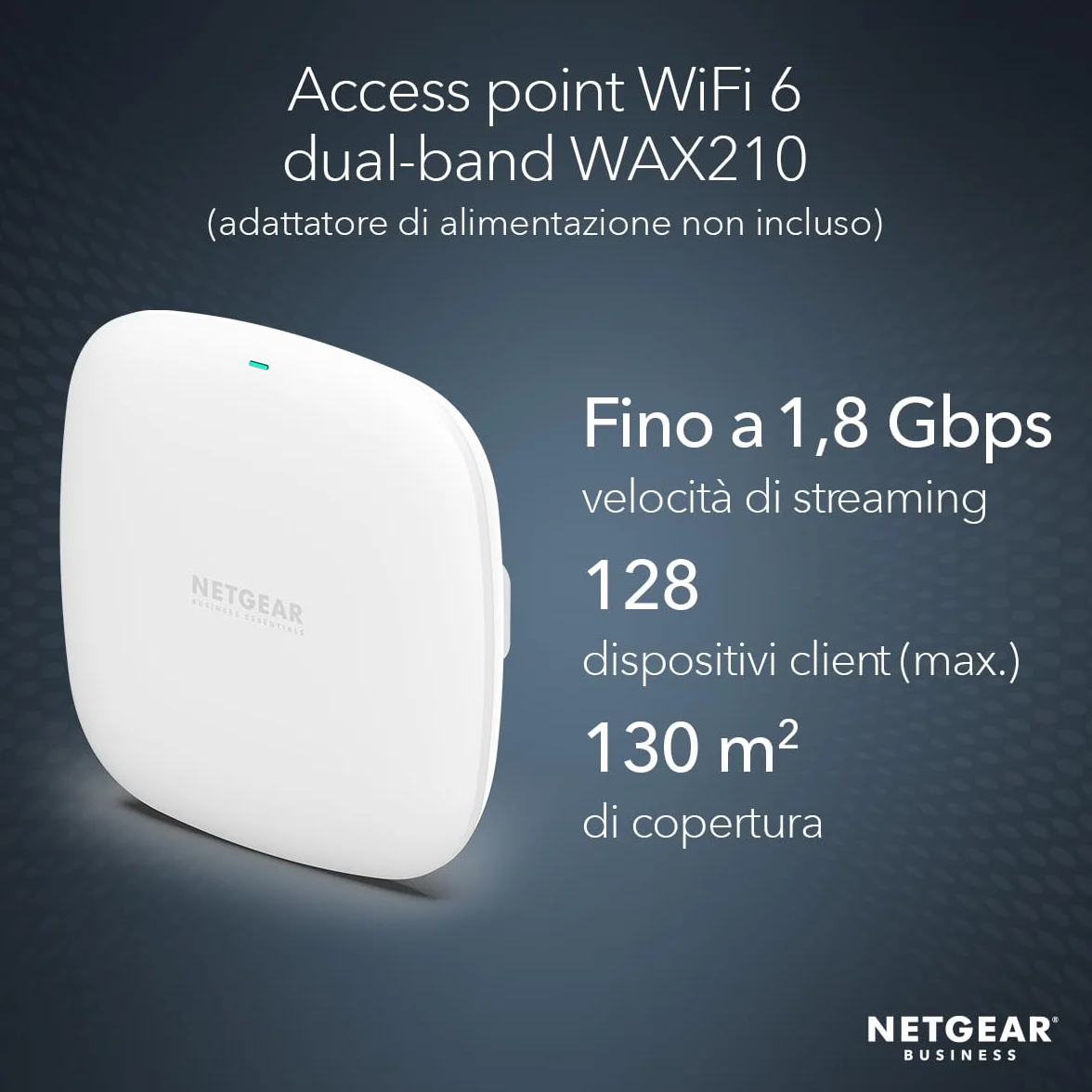 NETGEAR WAX210 Wireless Access Point – WiFi 6 Dual Band, Unifi, PoE, AX1800 Velocità
