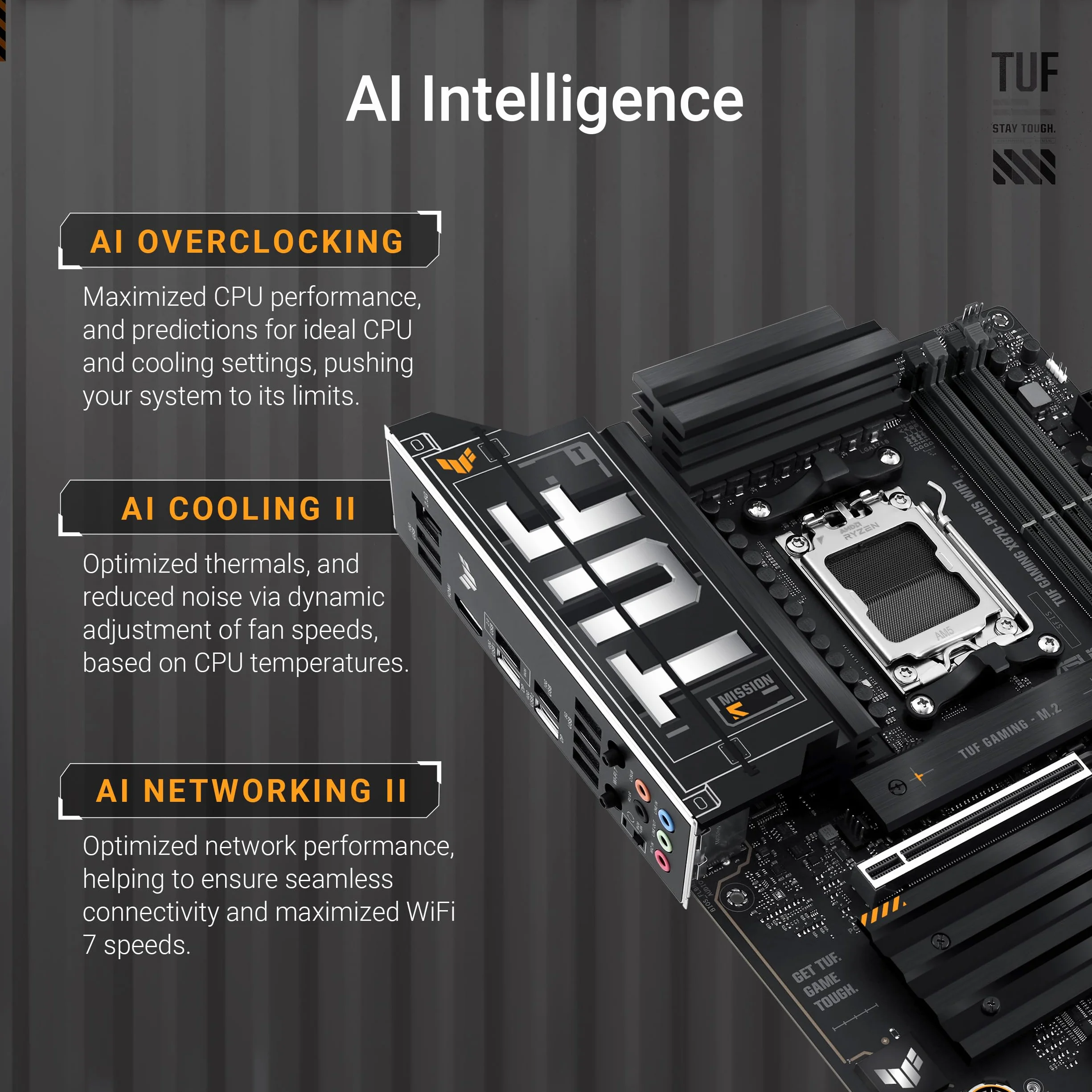 ASUS TUF Gaming X870-PLUS Scheda madre WiFi AMD AM5 X870 ATX, 16+2+1, 80A SPS Power Stages, DDR5, PCIe 5.0 Ready, quattro slot M.2, Wi-Fi 7, LAN 2,5 GB, HDMI, USB4® 40 Gbps, SATA 6 Gbps, USB