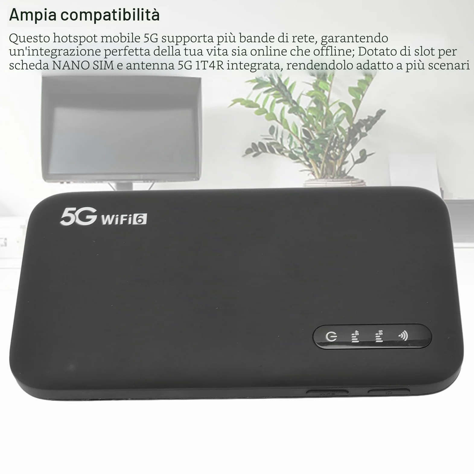 5G Mobile Hotspot WiFi 6, Router Portatile 5G con Slot per Schede SIM, Supporto a 16 Dispositivi da 6100 MAh, Dispositivi Internet Portatili per Viaggi e Utilizzo Domestico