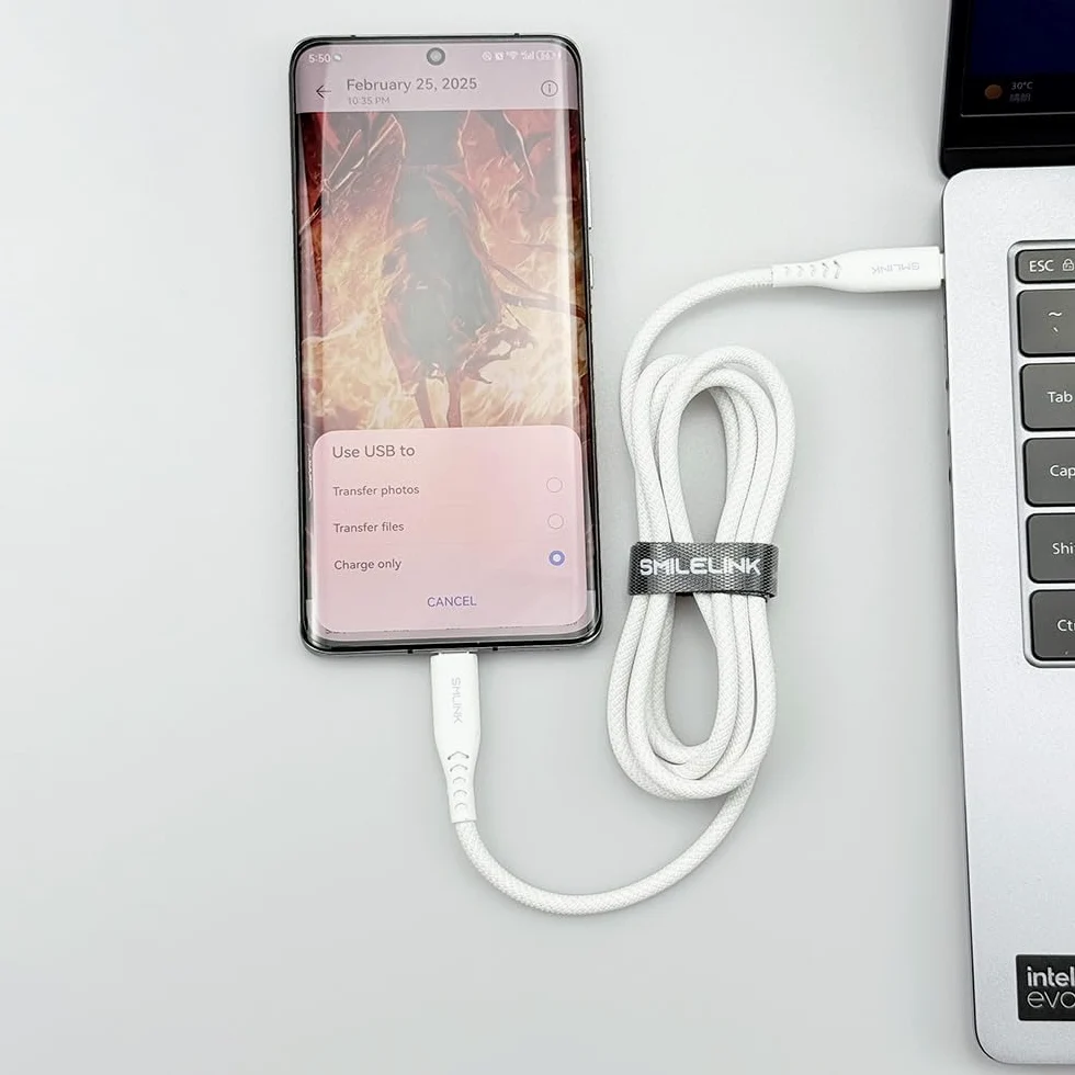 PD60W - Cavo da USB C a USB C, 1,5 m, in nylon intrecciato, ricarica rapida e trasferimento dati ad alta velocità, compatibile con iPhone 17/16/15, serie laptop, colore: bianco