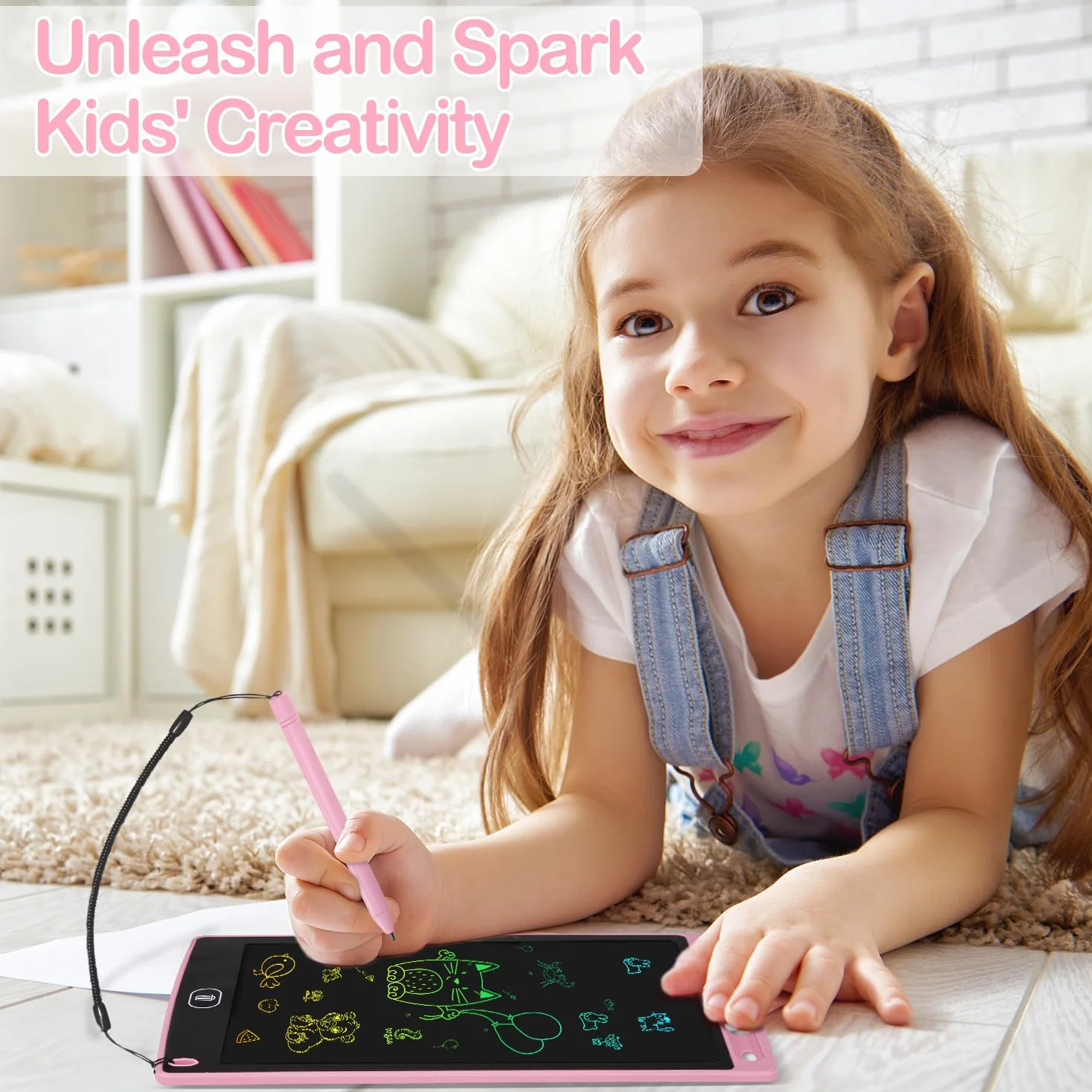 Tavoletta Grafica LCD 8,5 Pollici Cancellabile per Bambini 2-8 Anni, 2 Pezzi Rosa - Lavagna Magnetica Colorata
