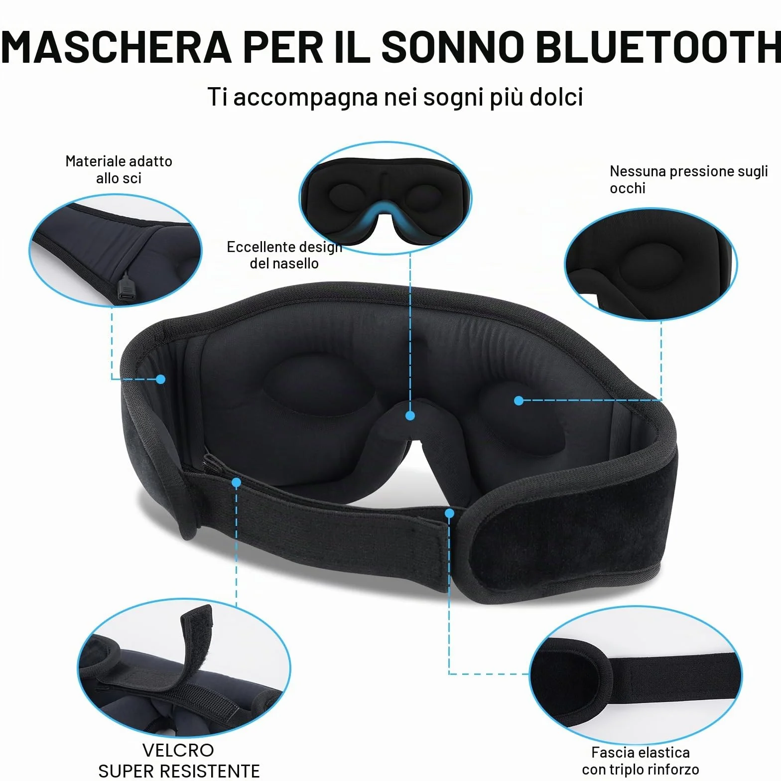 Mascherina per dormire 3D con cuffie Bluetooth senza fili, regalo per donne