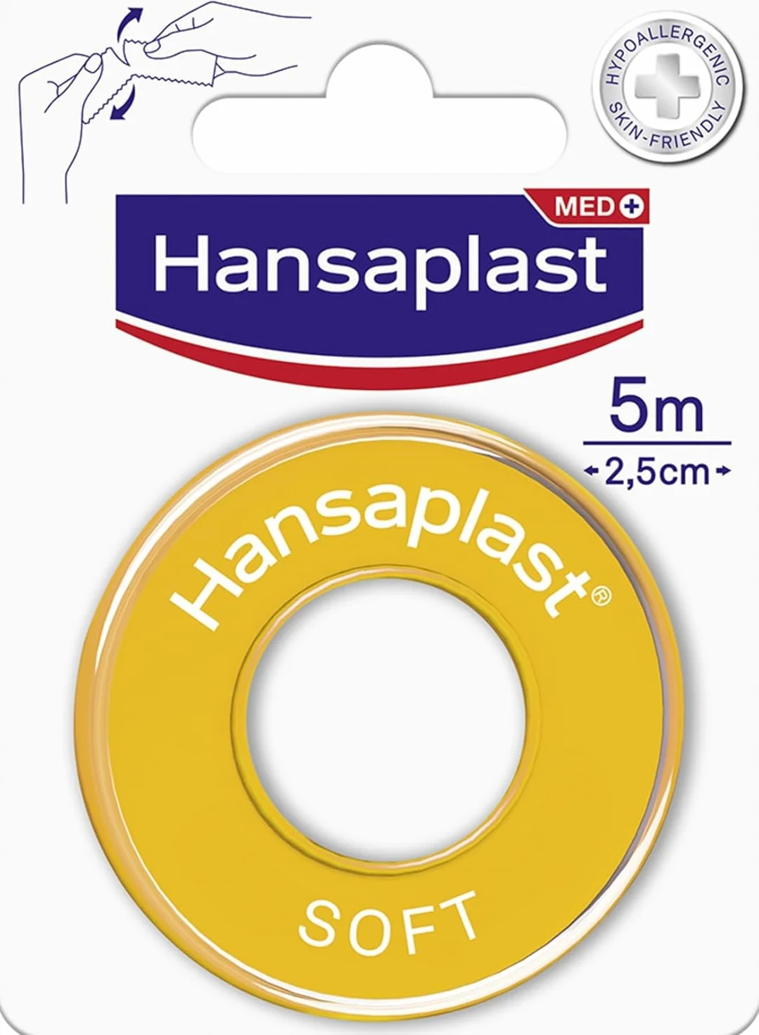 Hansaplast Cerotto rotolo su Rocchetto 5m x 2.5cm ipoallergenici per fissaggio bende compresse pelli sensibili