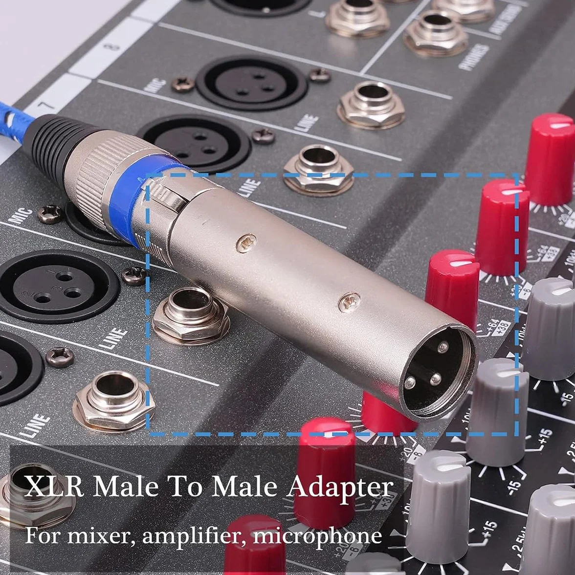 Greluma Adattatore XLR da Maschio a Maschio - 3 Pezzi Connettore a 3 Pin Compatibile con Microfono, Mixer