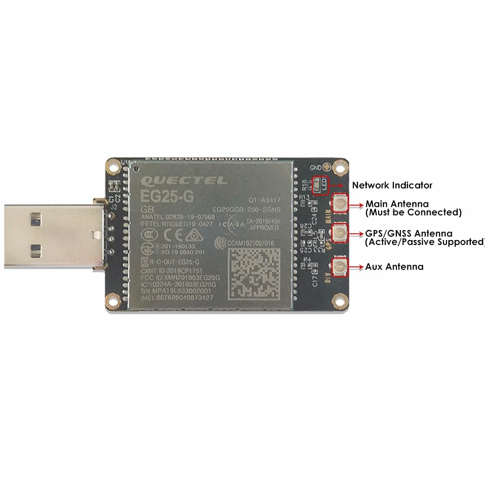 EXVIST 4G LTE USB Dongle W/EG25-G LCC IoT/M2M-ottimizzato LTE Cat 4 Modulo SIM Card Slot GPS per Globale