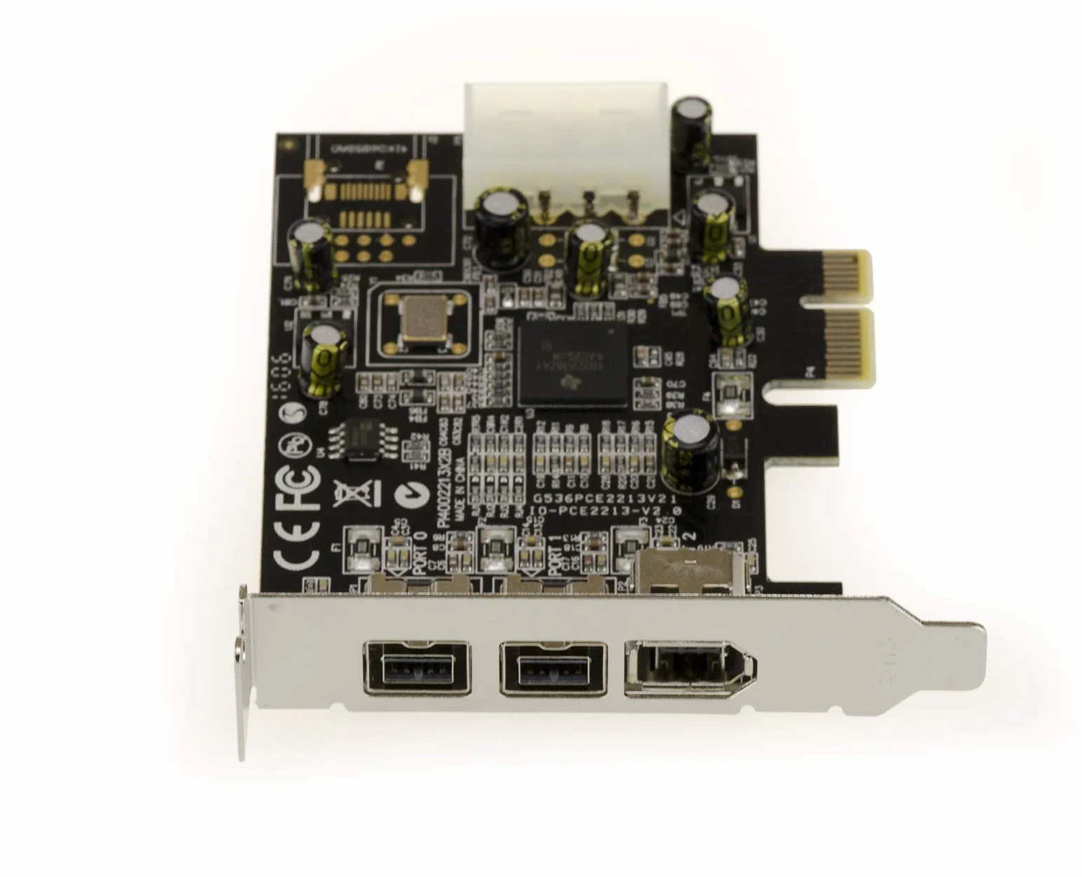 KALEA-INFORMATIQUE Scheda controller PCI Express IEEE1394A e IEEE1394B Firewire 800 e 400 a basso profilo (PCIe x1) - 2+1 uscite con chipset TI XIO2213BZAY