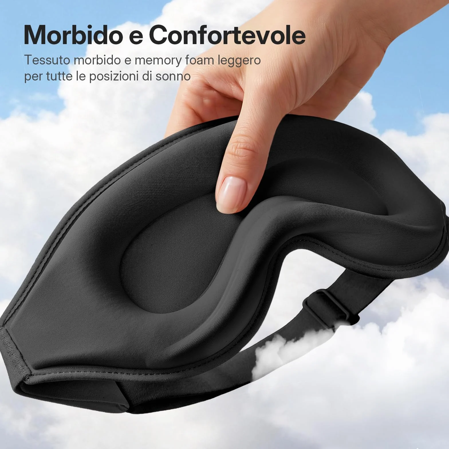 LitBear Maschera per Dormire 3D con Oscuramento Totale, Nera