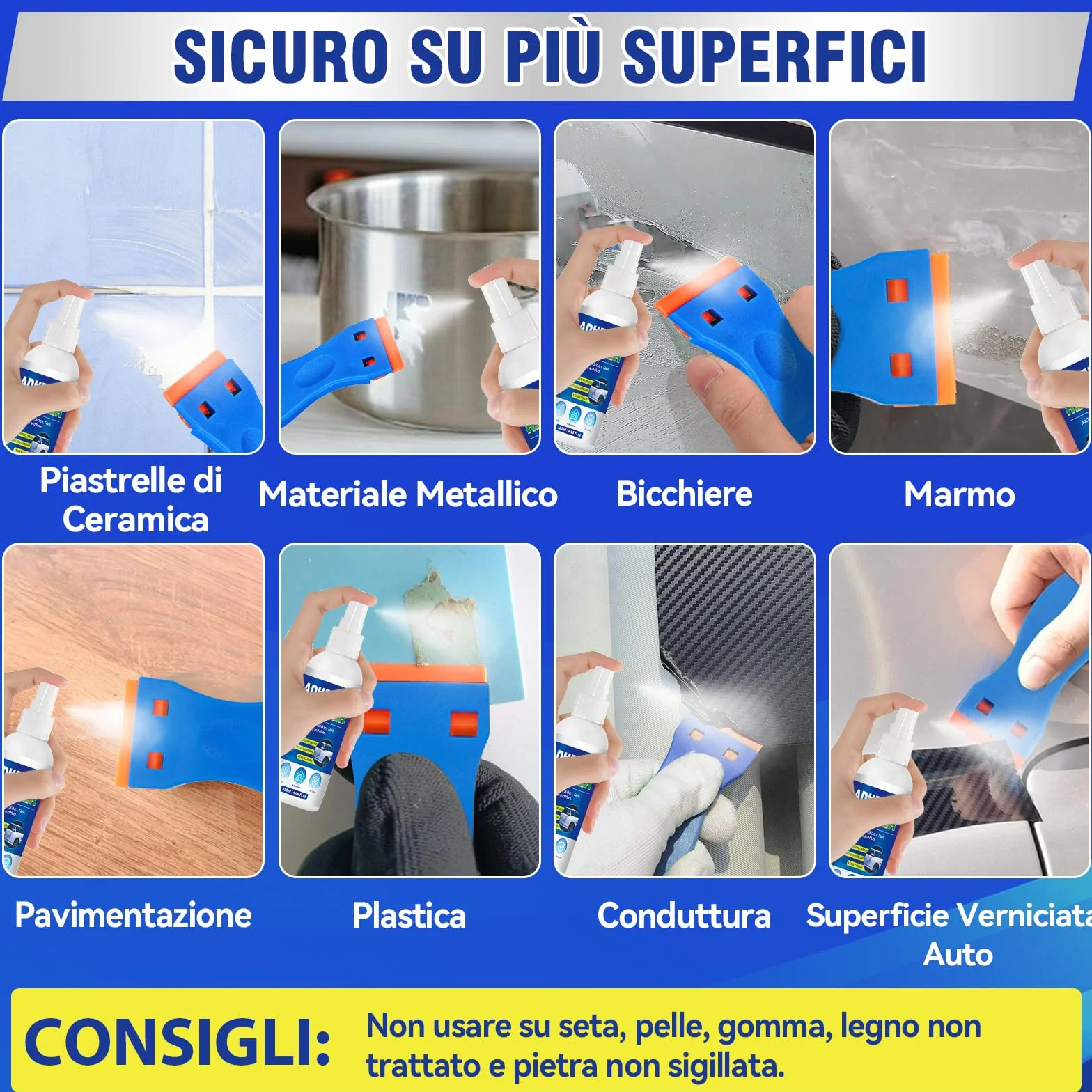 Rimuovi Colla Spray Potente per Adesivi, Silicon, Etichette su Vetri, Legno, Metallo