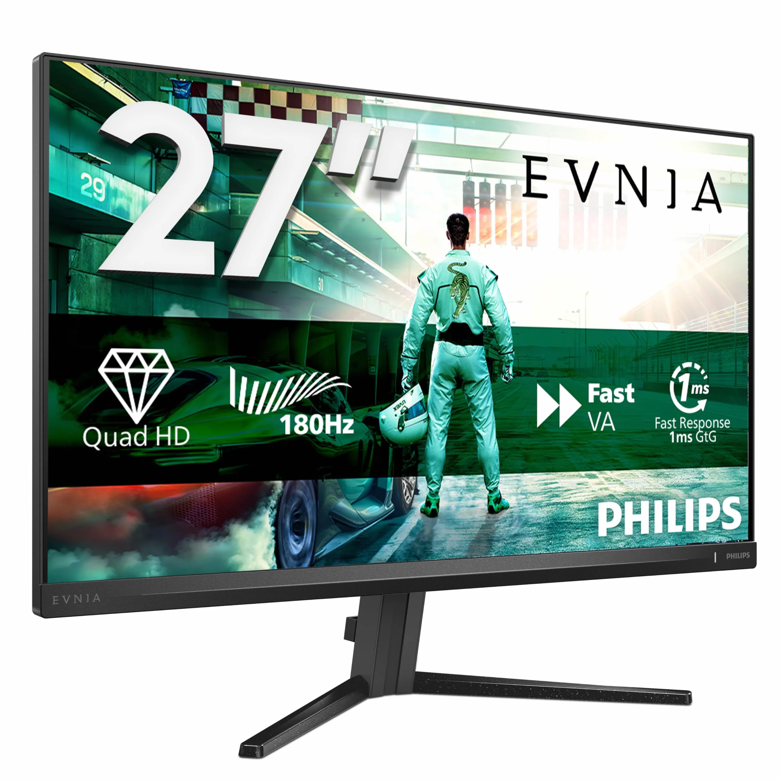 Philips Gaming Monitor 27M2N3500AM 27 pollici, , 2560x1440, WQHD, 180Hz, Fast VA Panel, 0.5ms MPRT, , (HDMI2x 2.0 DP 1x 1.4) Adaptive Sync, HDR10, FreeSync Premium, Grigio Scuro