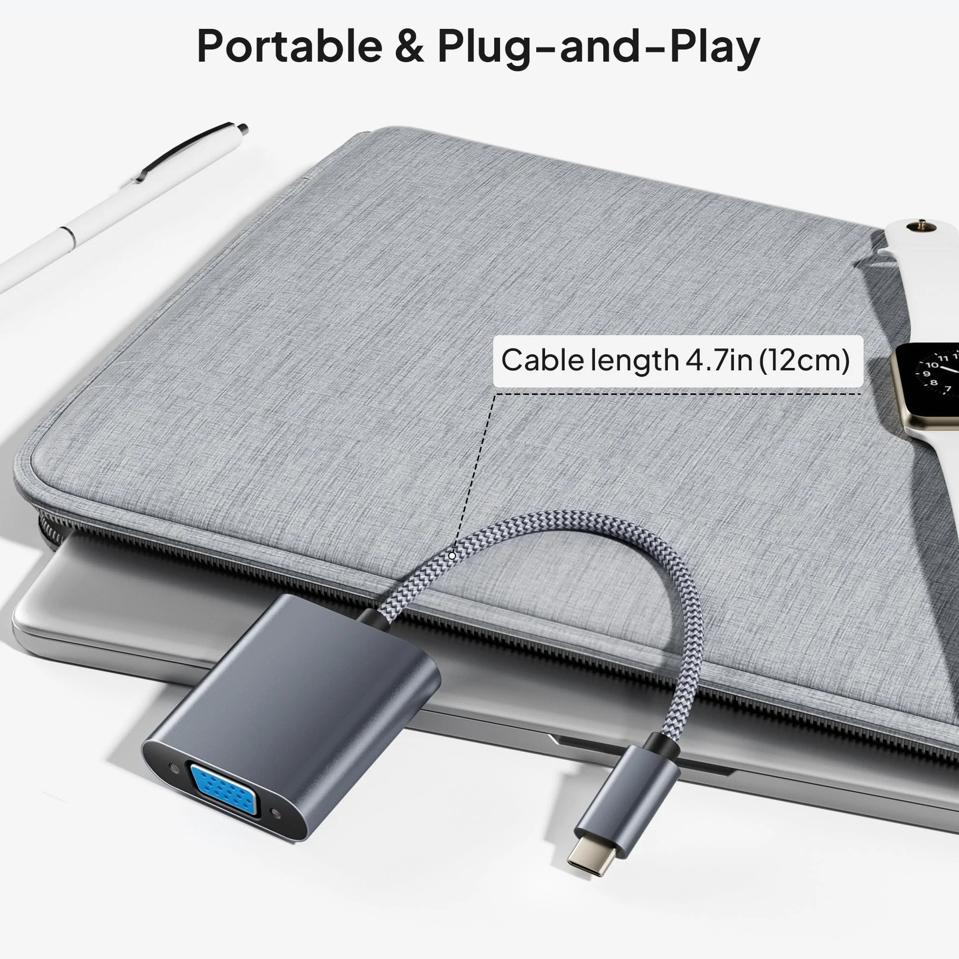 Elebase Adattatore da USB-C a VGA, Convertitore Tipo C a VGA per iPhone 15, MacBook Air, iPad, Samsung Galaxy Tab