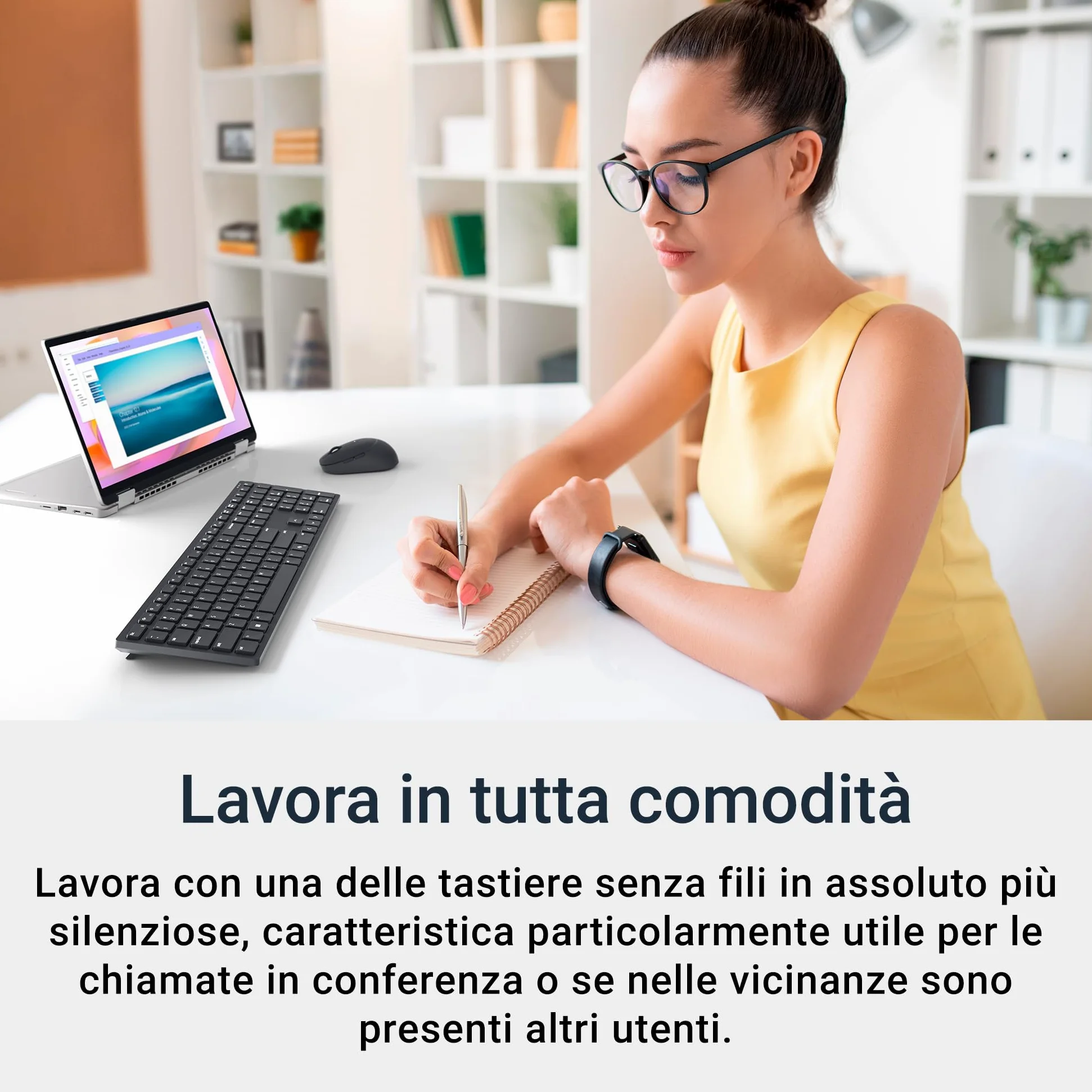 Dell Pro Tastiera wireless KB500, 12 tasti programmabili, AES-128 | RF 2,4 GHz, Batterie AAA, autonomia 36 mesi, design ergonomico, digitazione silenziosa, Ricevitore USB, Pronta per ufficio