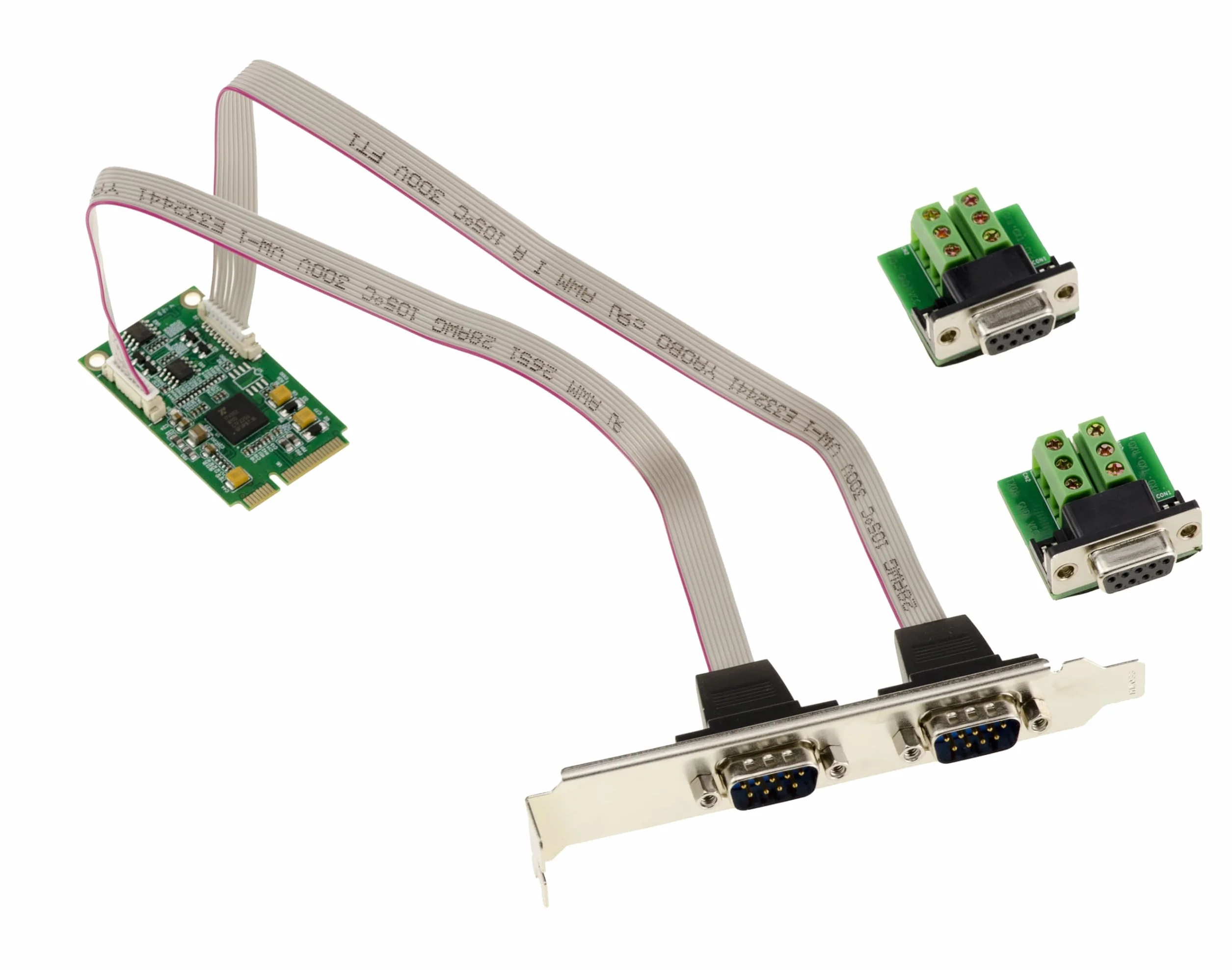 KALEA-INFORMATIQUE Scheda seriale Mini PCI Express 2 porte RS422 RS485 DB9 con chipset EXAR XR17V352, fornita con adattatori per il montaggio da filo a filo.