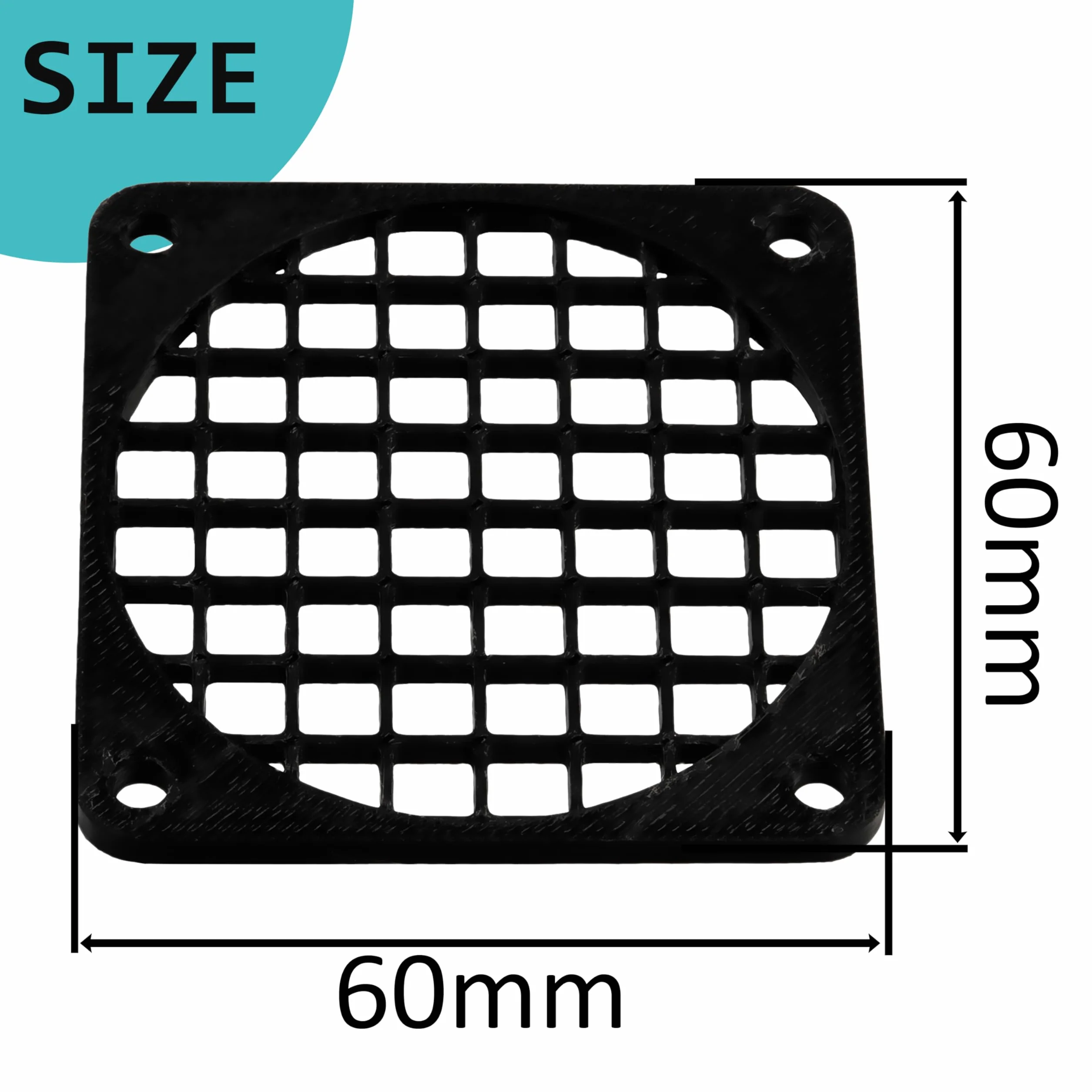 Aerzetix Set di 4 Griglie per Ventola 60x60 mm in plastica per Computer PC stampanti dispositivi audiovisivi proiettori multimediali/Colore Nero