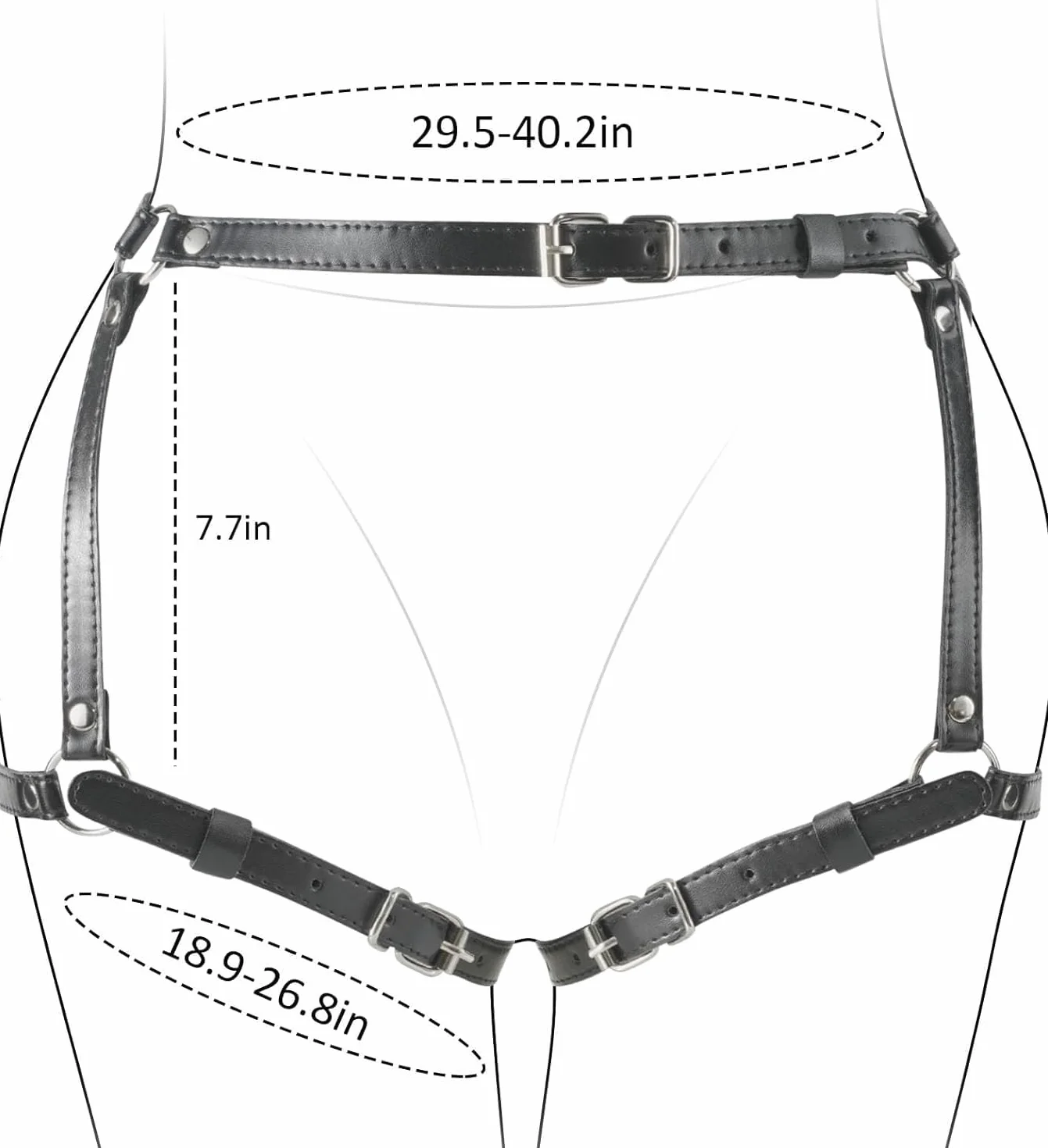 Cordon regolabile in PU per gambe e manichetta accessori punk