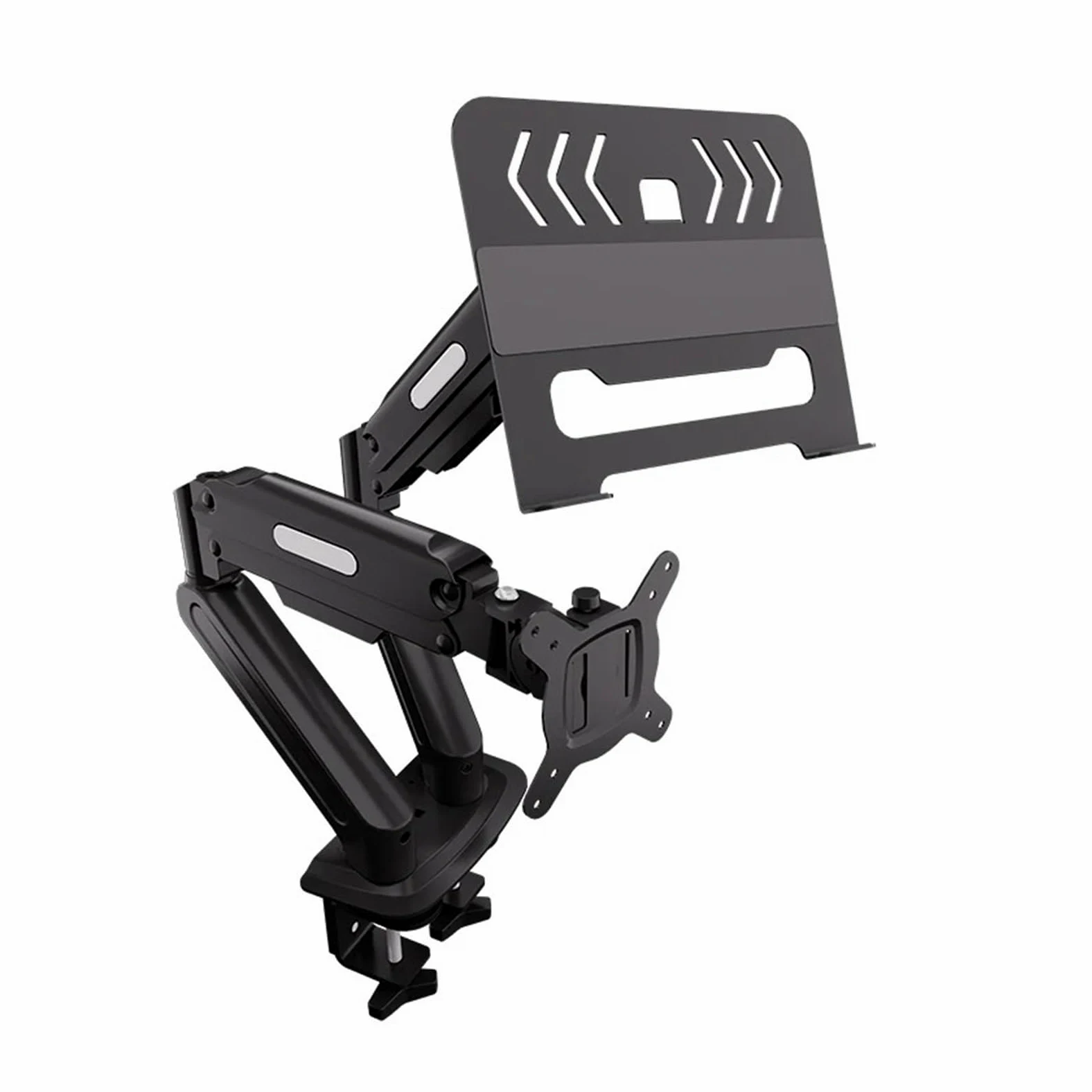 Supporto da scrivania con molla a gas for laptop con doppio monitor | La staffa regolabile supporta monitor da 13-32 pollici e laptop da 10-17 pollici
