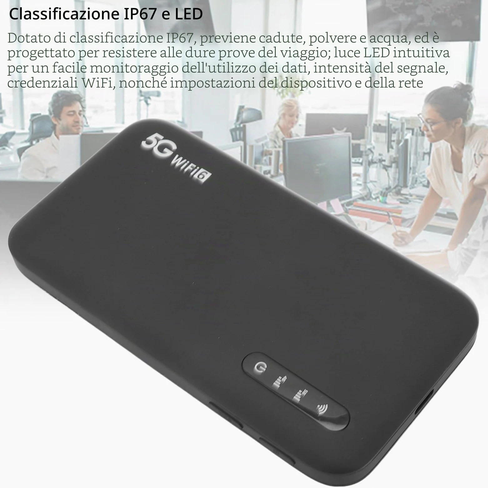 5G Mobile Hotspot WiFi 6, Router Portatile 5G con Slot per Schede SIM, Supporto a 16 Dispositivi da 6100 MAh, Dispositivi Internet Portatili per Viaggi e Utilizzo Domestico