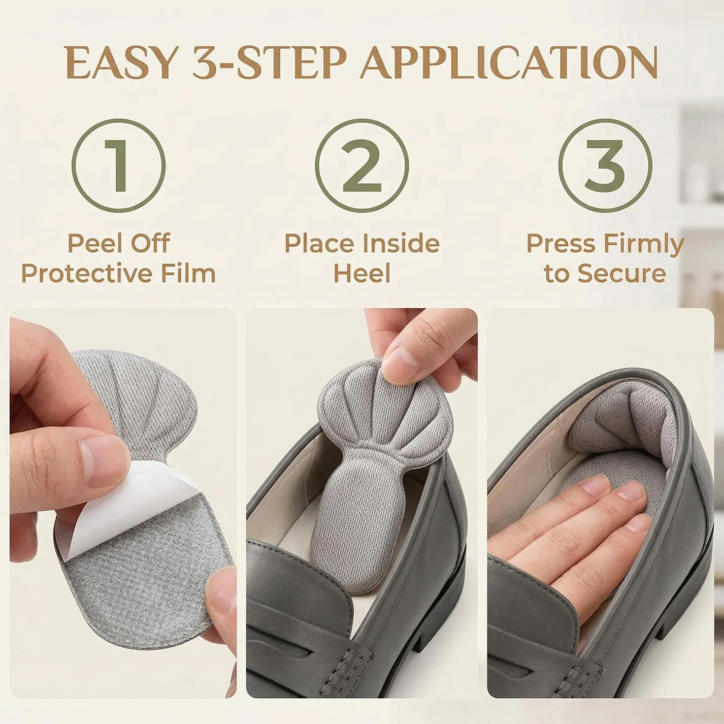 Cuscinetti per tallone per scarpe in memory foam autoadesivi antiscivolo riutilizzabili 3 paia
