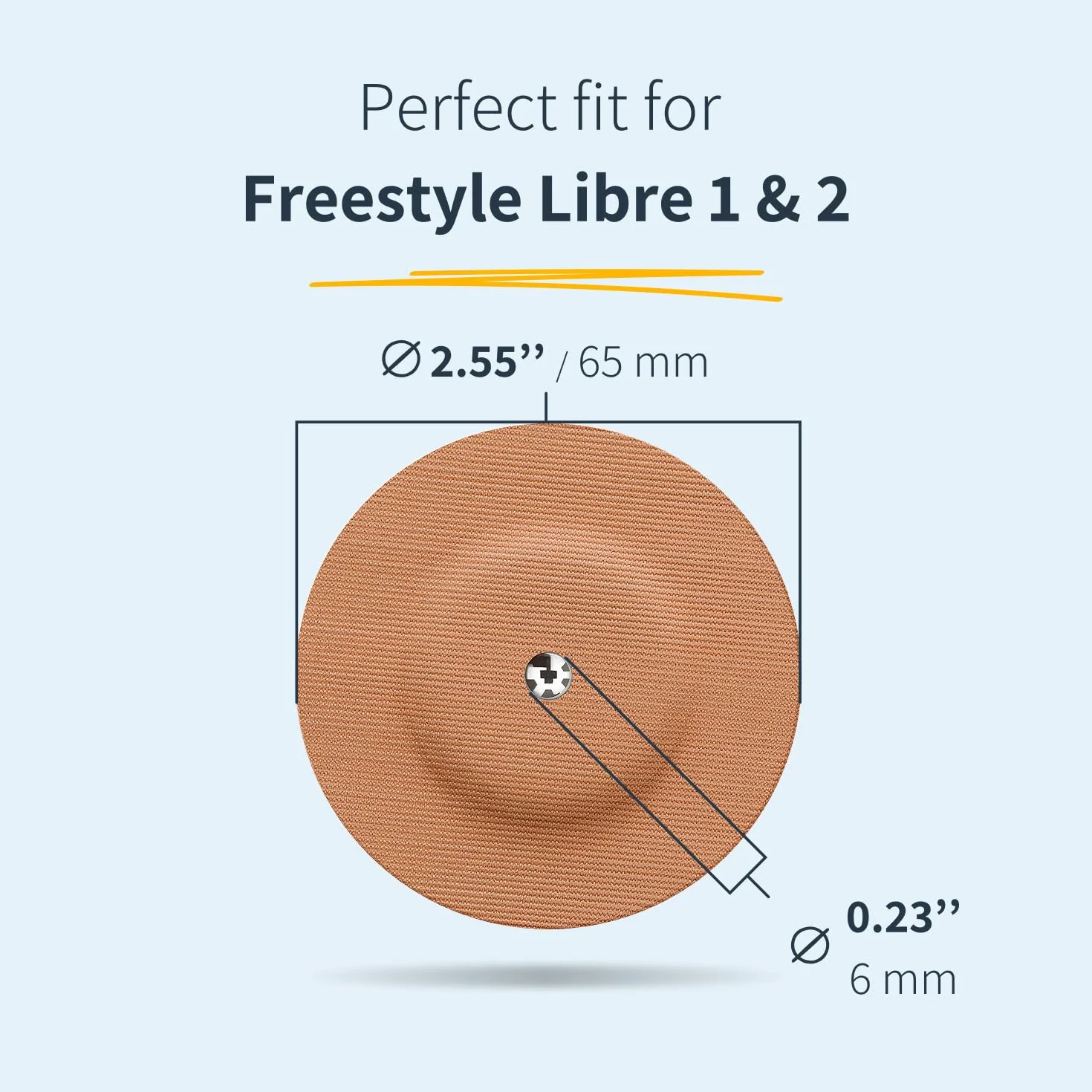 MySweetStitch FreeStyle Libre 1 & 2 cerotti sensore Overpatch rotondo Ø 65mm impermeabile traspirante Beige