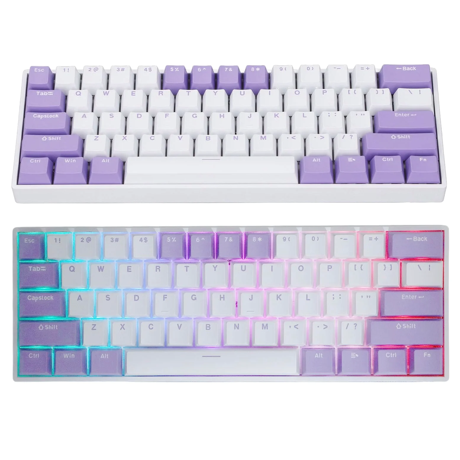Tastiera Meccanica Wireless a 61 Tasti Compatta Retroilluminata RGB per Gioco e Lavoro Colore Bianco