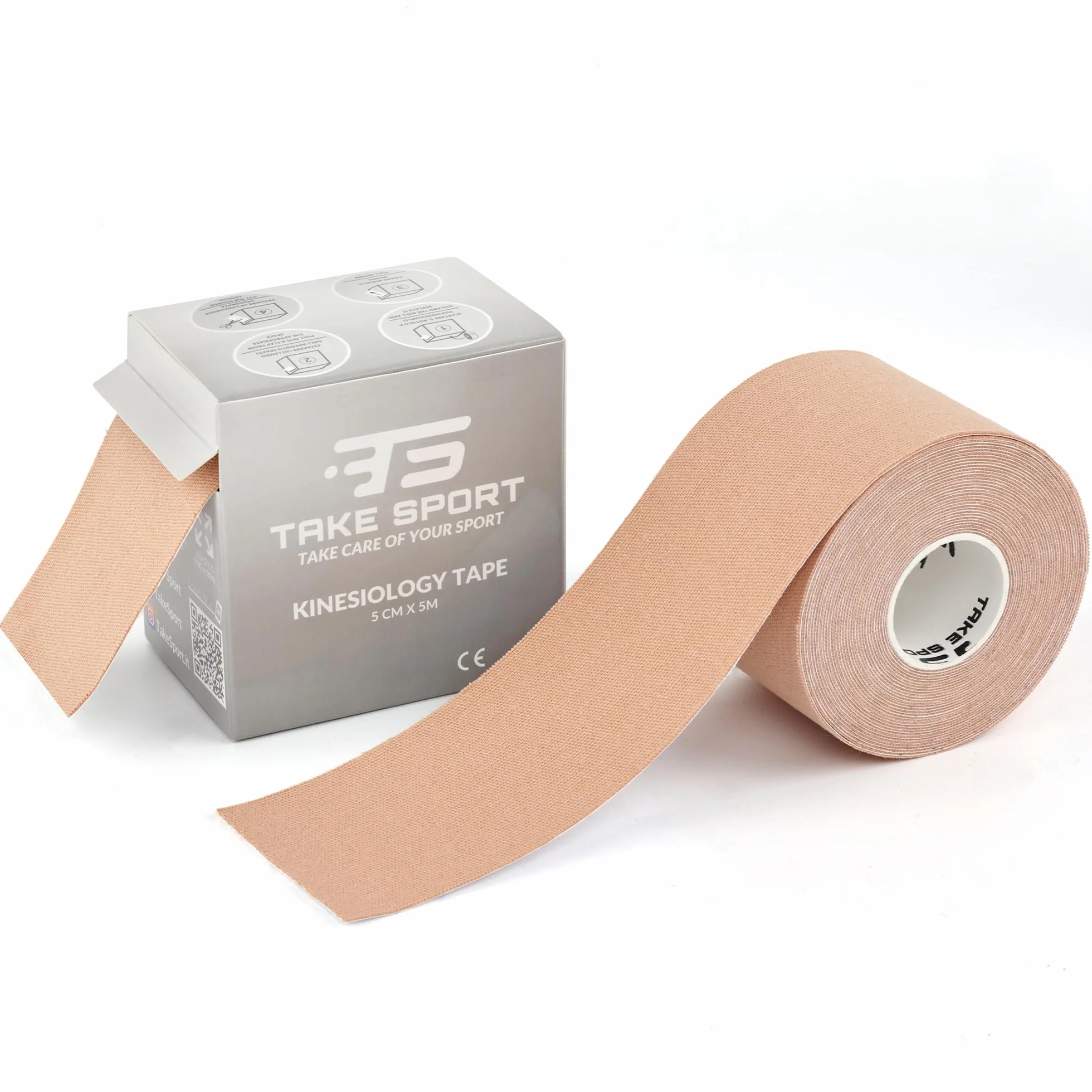 TS TAKE SPORT Kinesio Tape 5x5m 95% Cotone 5% Spandex 1 Rotolo Resistente ad Acqua e Sudore