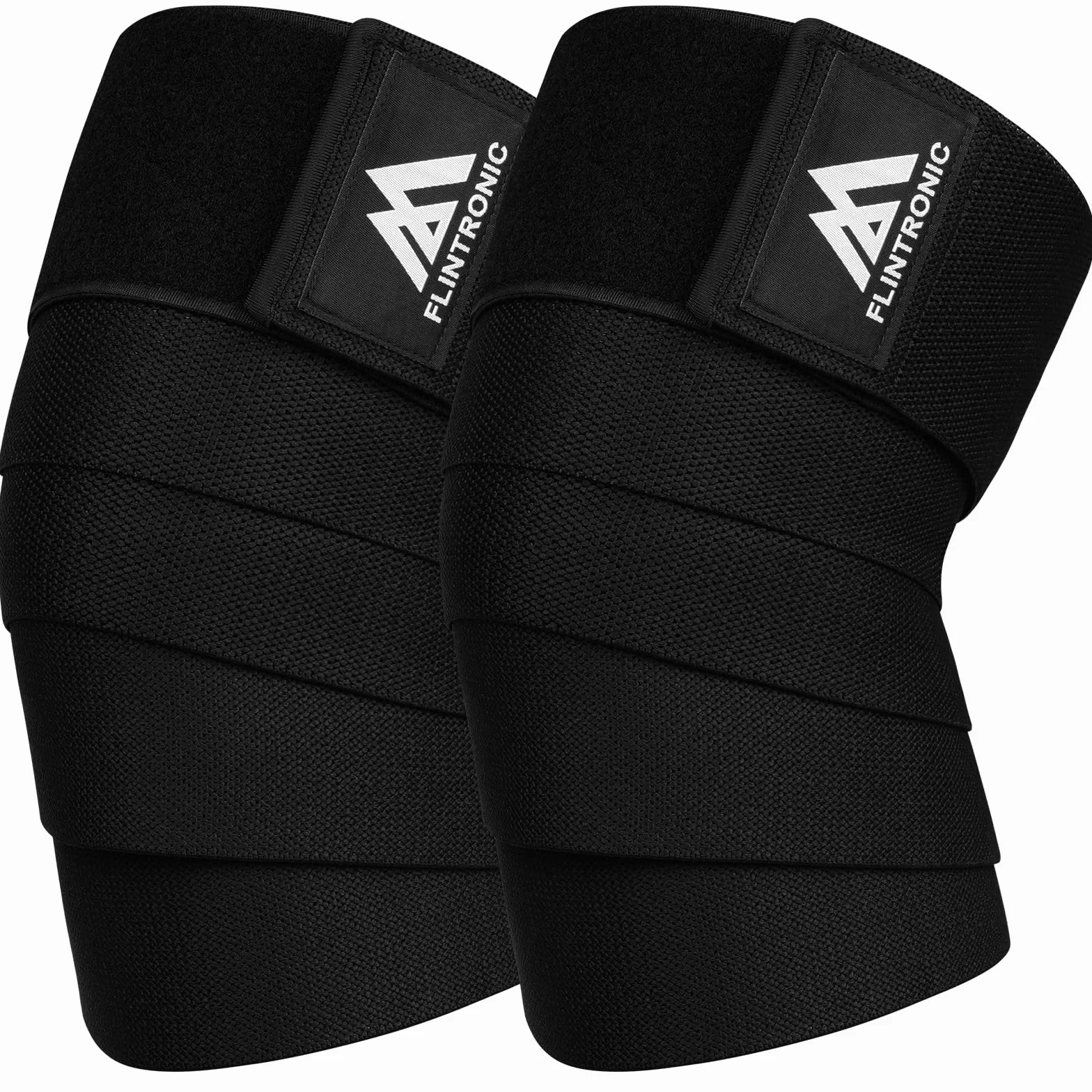 Flintronic Ginocchio Fascia Powerlifting 200cm Pesistica Fasce Elastica Bendaggio Tutore Ginocchiere Palestra Squat Allenamento Nero