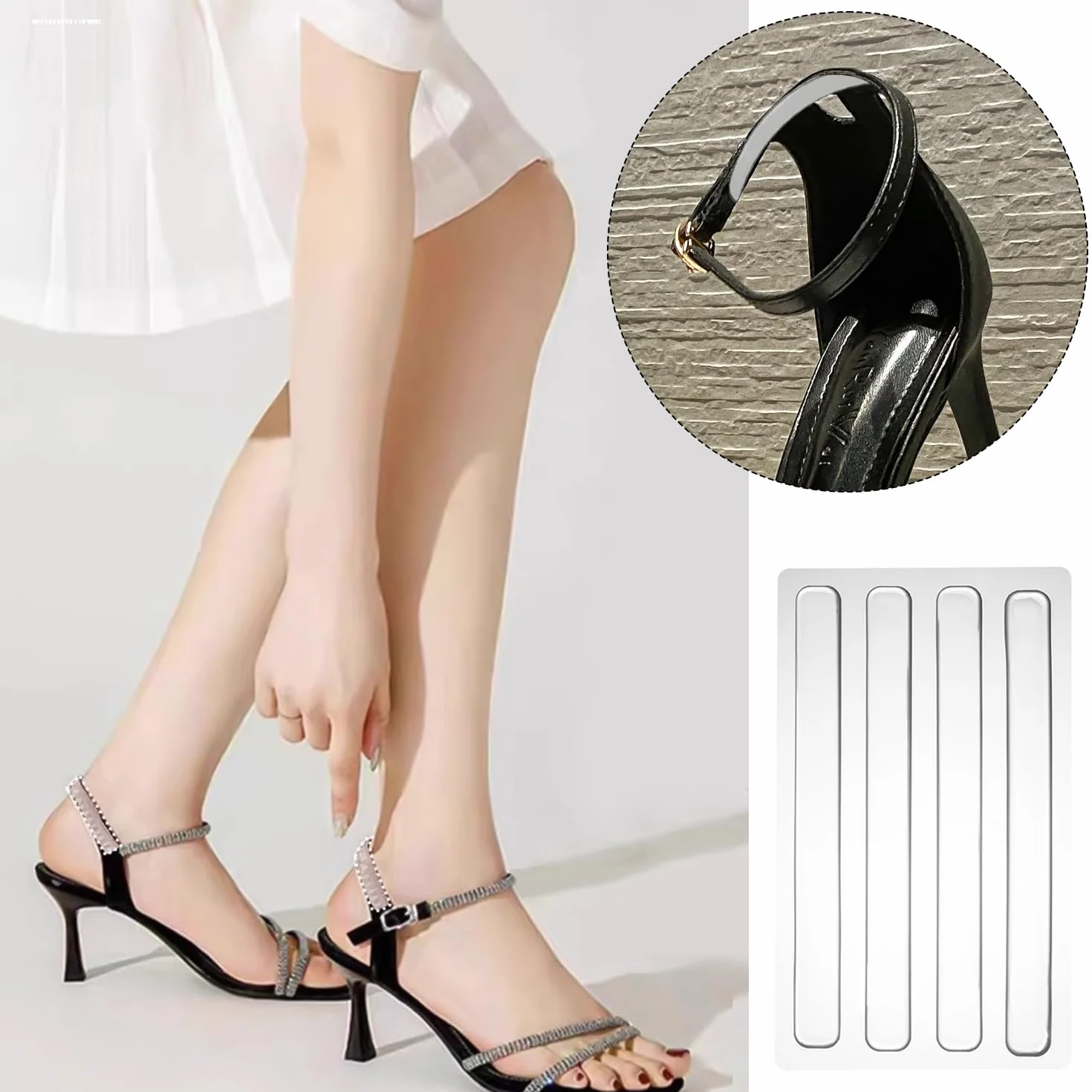 Adesivi Antiusura in Silicone per Tacchi Alti, Adesivi Trasparenti Antiscivolo per Scarpe, 6 Pezzi
