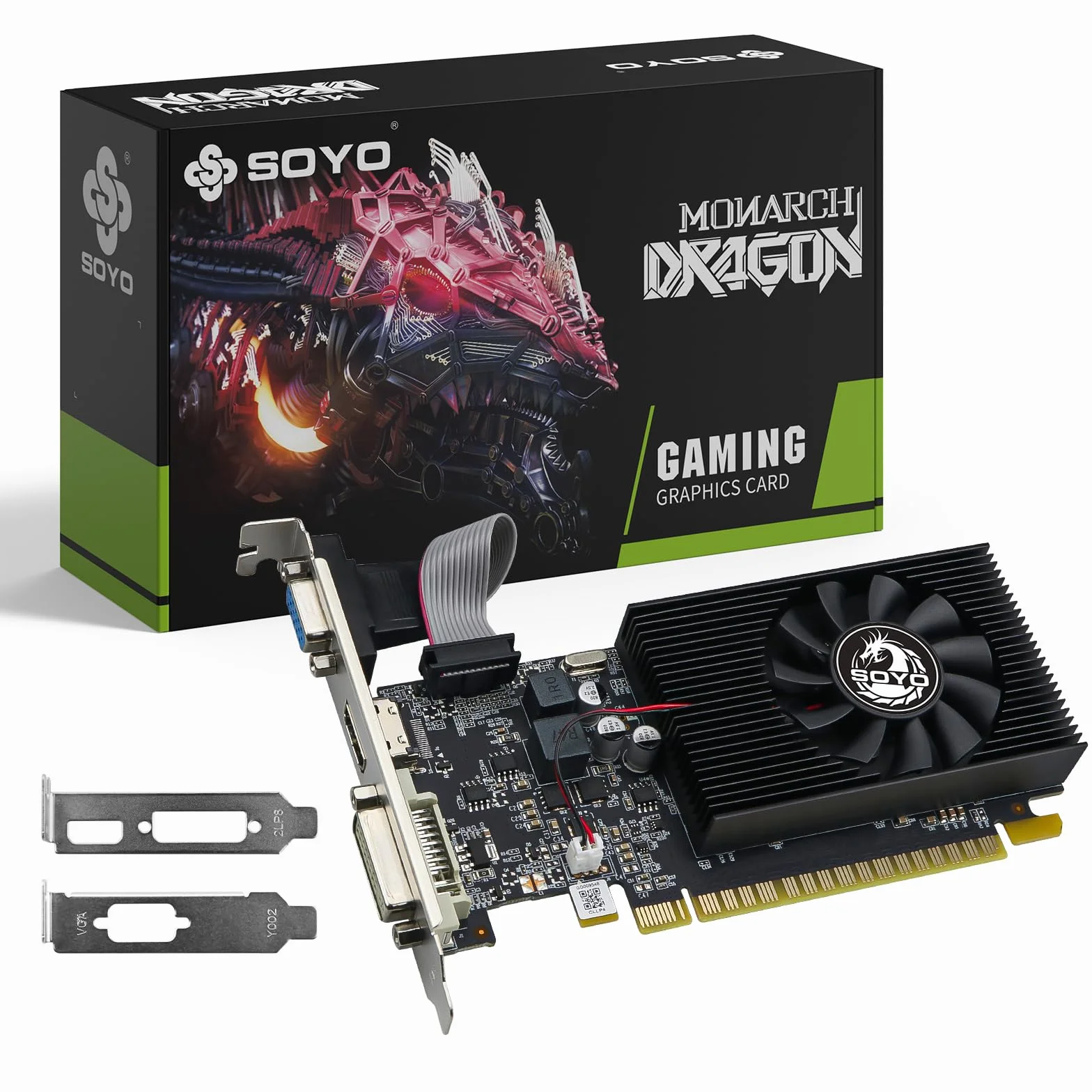 SOYO Geforce GT740 - Scheda grafica a basso profilo, scheda video DDR3 da 4 GB a 128 bit con HDMI, VGA, DVI, PCI Express x16 3.0, ventola singola per computer GPU