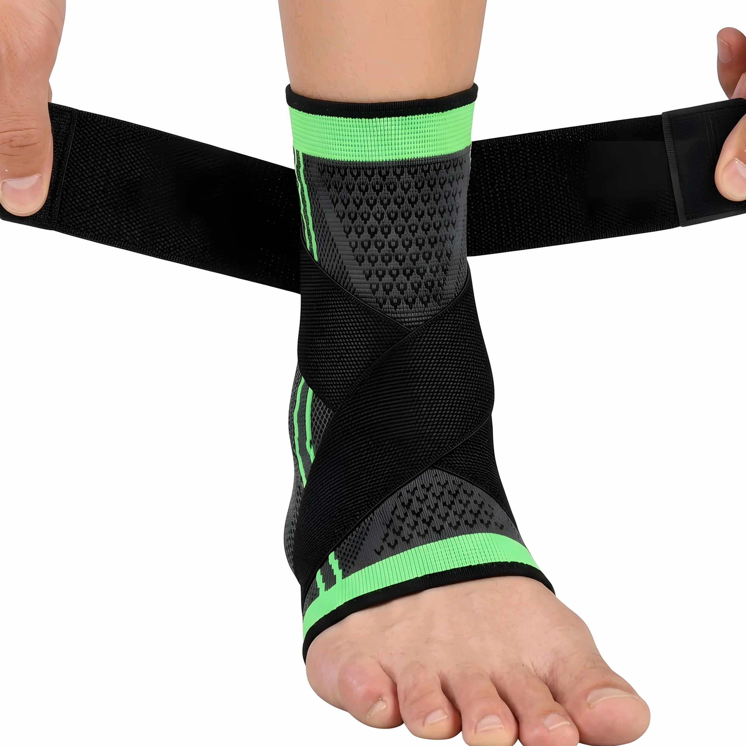 Tutore Caviglia Professionale a Compressione Graduata con Fasce Elastiche Regolabili – Traspirante e Antiscivolo per Distorsioni e Recupero