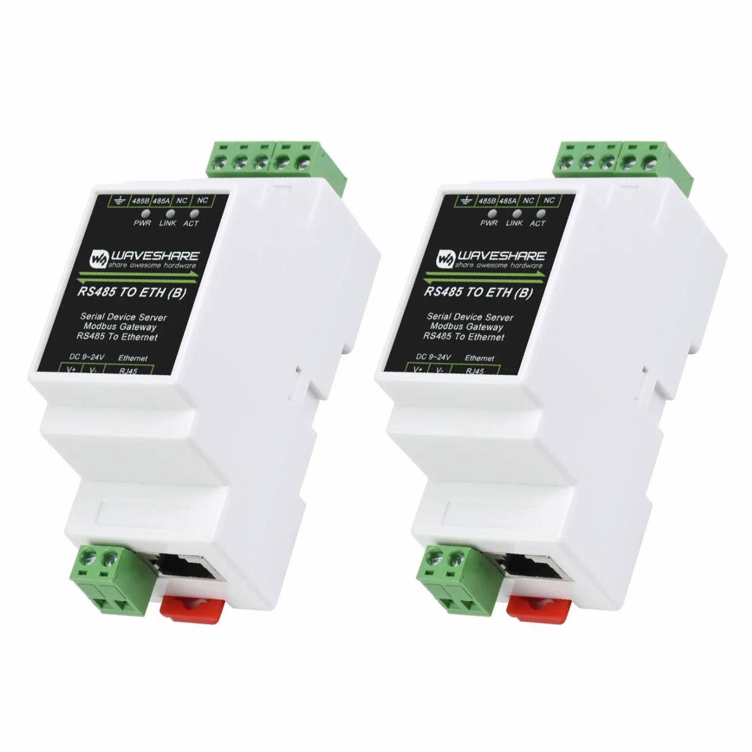 Waveshare Industrial Serial Server RS485 RJ45 Ethernet TCP/IP Modbus Gateway 2pcs