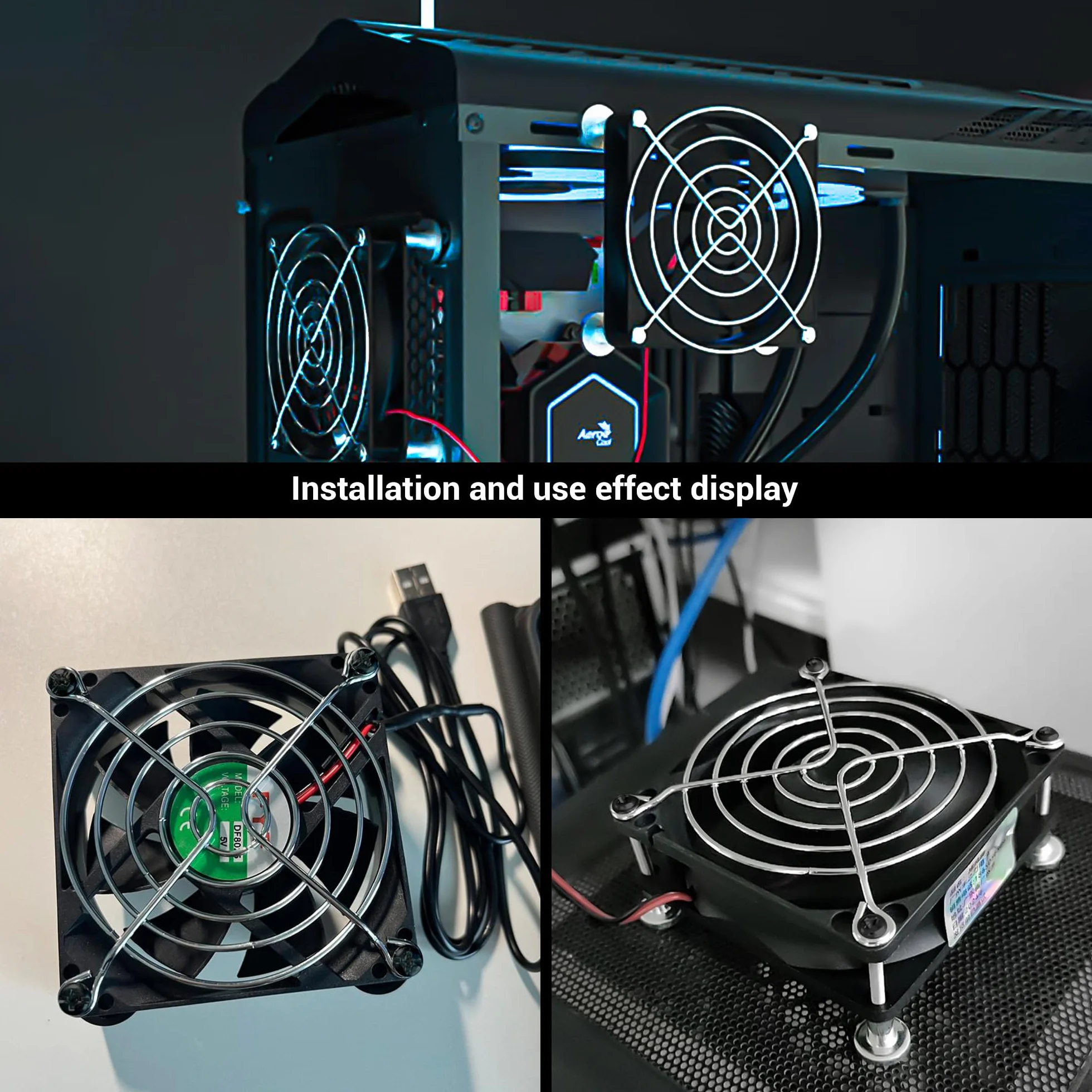 Griglia protettiva per ventola da 80 mm per PC, confezione da 4 custodie per CPU in metallo con vite per ventola da 80 x 80 mm, copertura protettiva fai da te, ventole per computer PC, ventole di