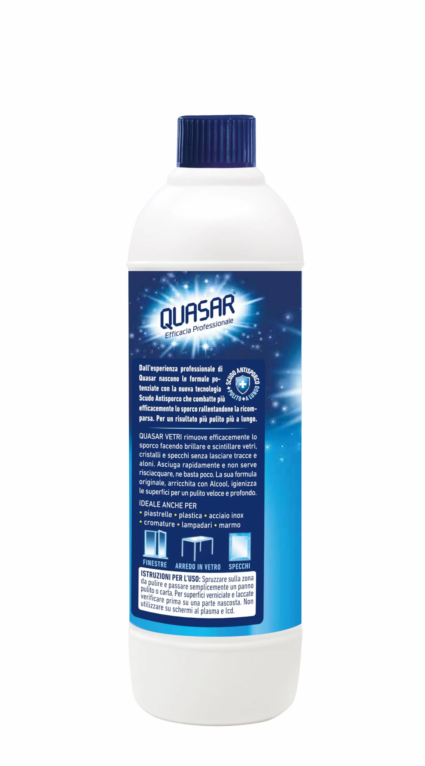 Quasar Ricarica Vetri con Alcool 680 ml - Senza Aloni, Asciuga Rapido, Igienizza