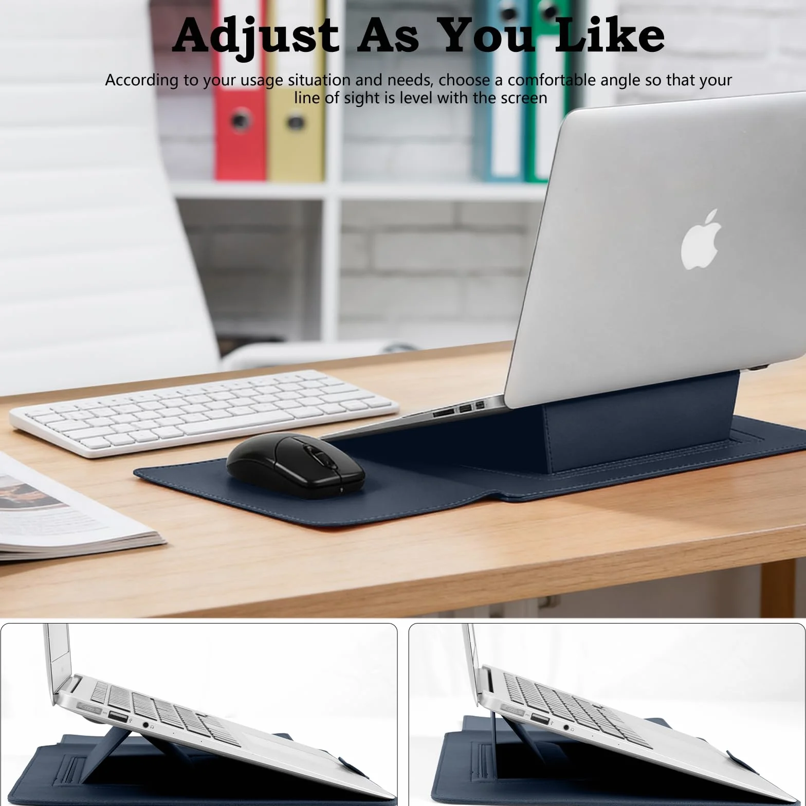 HaruYo 15-16 Pollici Custodia per Computer Portatile con Supporto Funzione Laptop, PU Pelle Portatile Sleeve per MacBook Air/MacBook Pro/Surface Dell Lenovo HP ASUS Acer (15-16 Pollici | Blu)