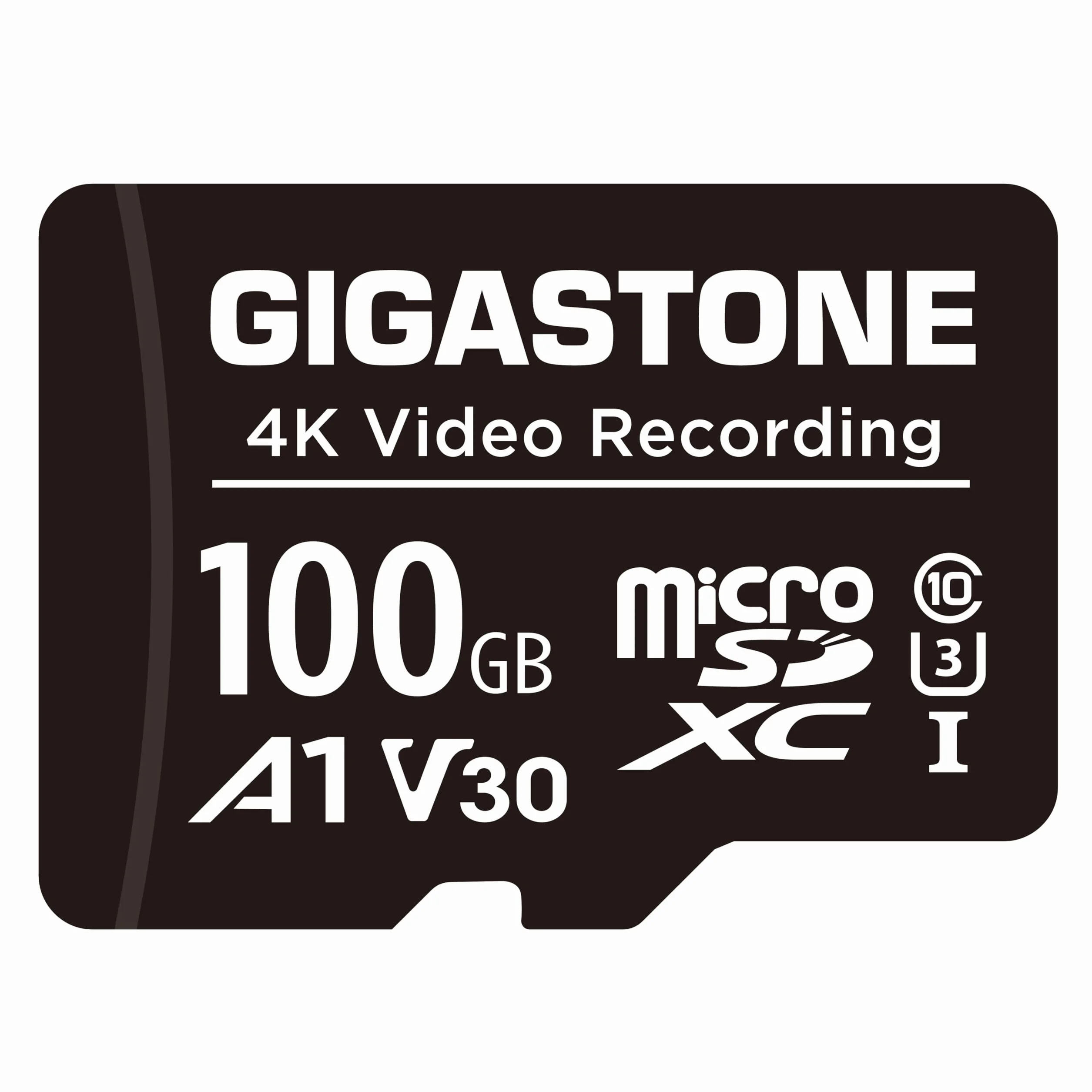 GIGASTONE Scheda Micro SD da 100 GB, registrazione video A1 V30 4K, compatibile con telecamera di sicurezza, Dash Cam, Drone, scheda di memoria MicroSDXC da 100 MB/s UHS-I, con adattatore