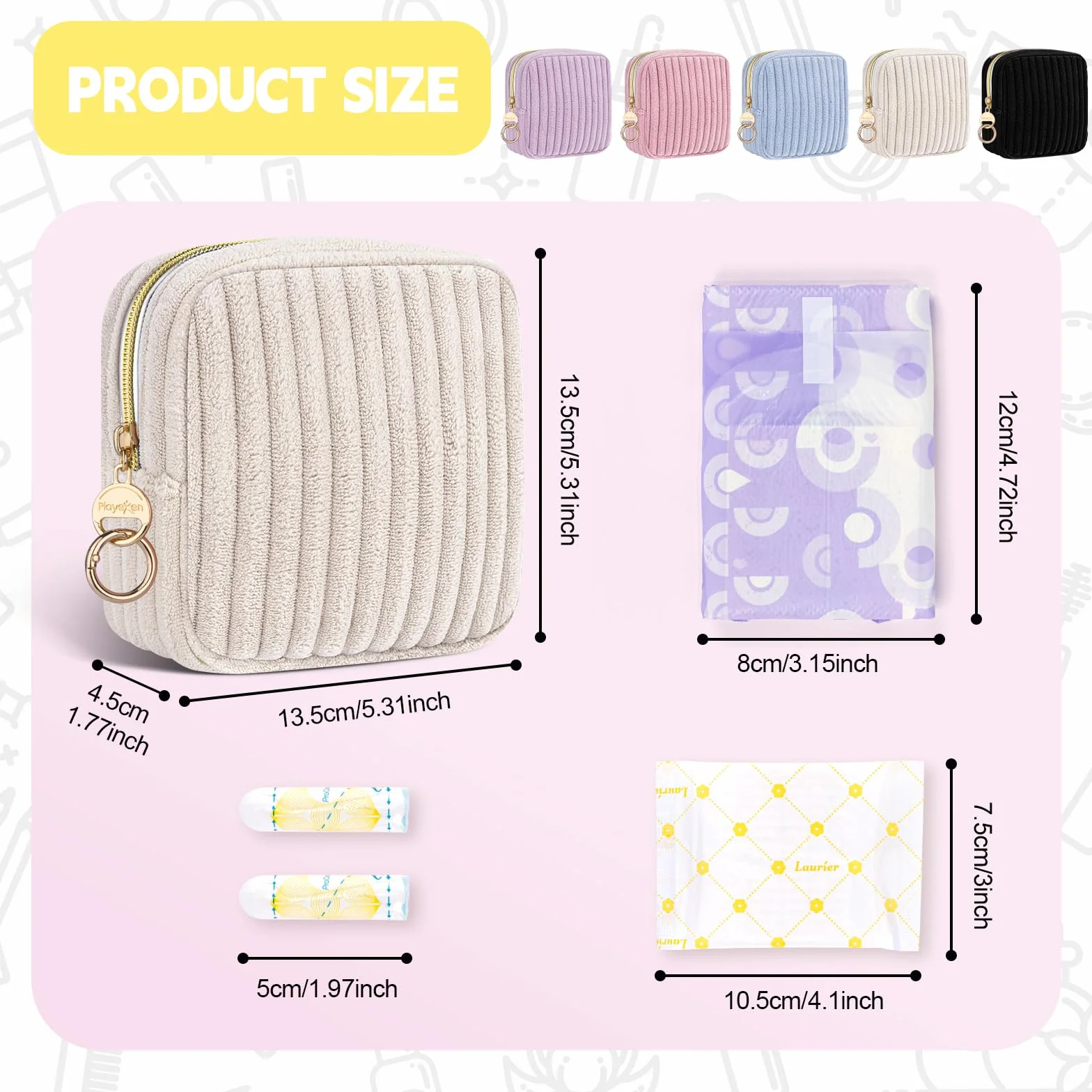 Pochette Porta Assorbenti Igienici con Cerniera Piccola Portatile Viola