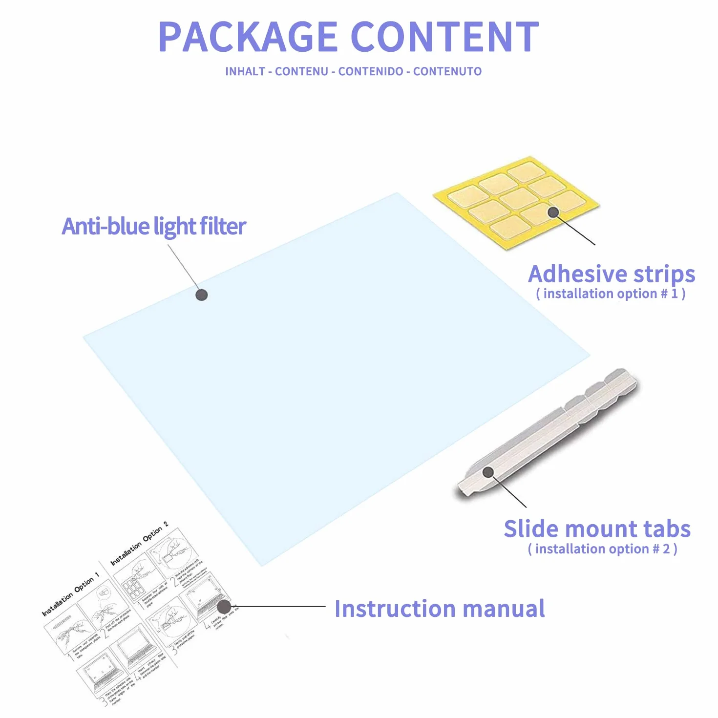 27 Pollici Filtro Anti Luce Blu, Protezione per Gli Occhi, Anti Luce Blu Filtro a Schermo, Blocca Luce Blu & UV, Pellicola Protettiva per Monitor Diagonale 27"16:9 (W X H:598X337mm)--Rimovibile