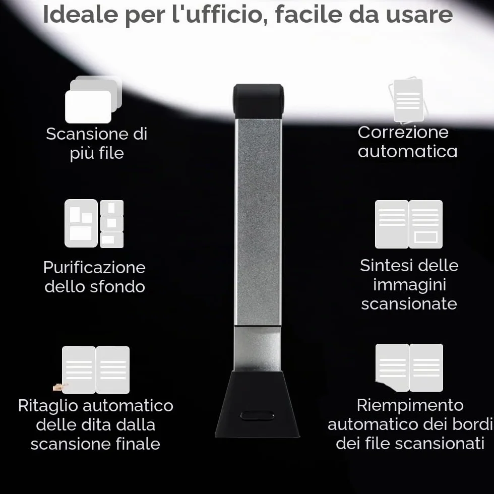 D800 Documenti Videocamera: Scanner HD 13 MP, Visualizzatore USB, Cattura formato A3, Rilevamento OCR per Corsi a distanza, Ufficio e Istruzione, Non Compatibile con Mac