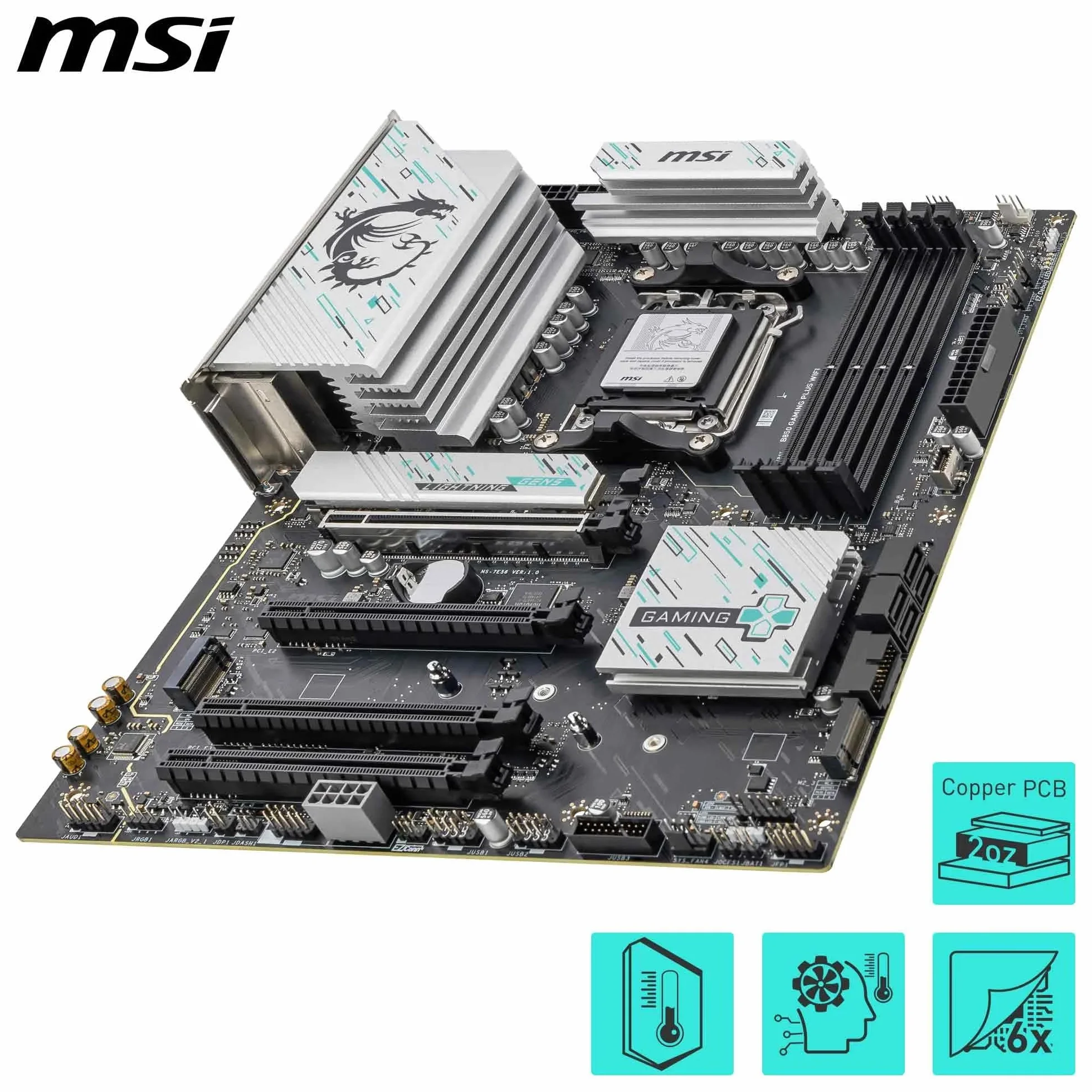 MSI B850 GAMING PLUS WIFI, Scheda madre ATX - Supporta i processori AMD Ryzen 9000/8000 / 7000, AM5 - Memory Boost DDR5 8200+ MT/s (OC), PCIe 5.0 x16 e 4.0 x16, M.2 Gen5, Wi-Fi 7, 5G LAN
