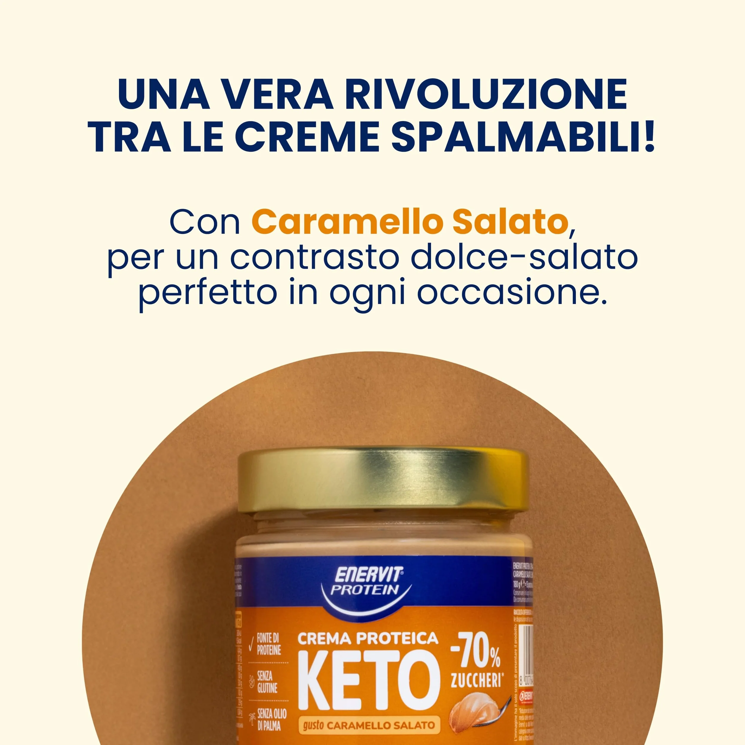 Enervit Protein Cream Keto Caramello Salato, Crema Proteica Spalmabile, Senza Glutine, 180g