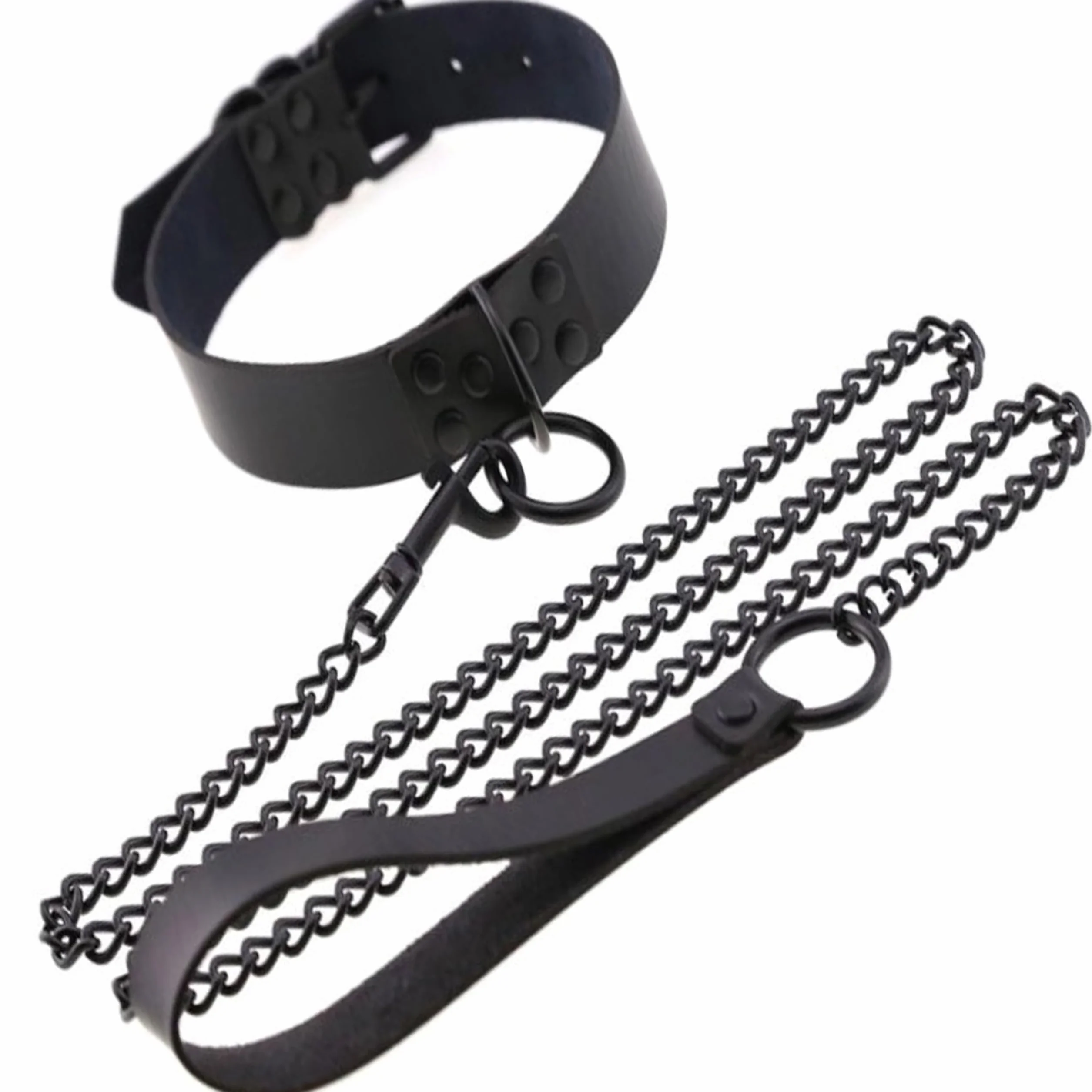 Collare Slave BDSM Donna 43,5x2,5 cm con Guinzaglio 115 cm Accessorio Regolabile