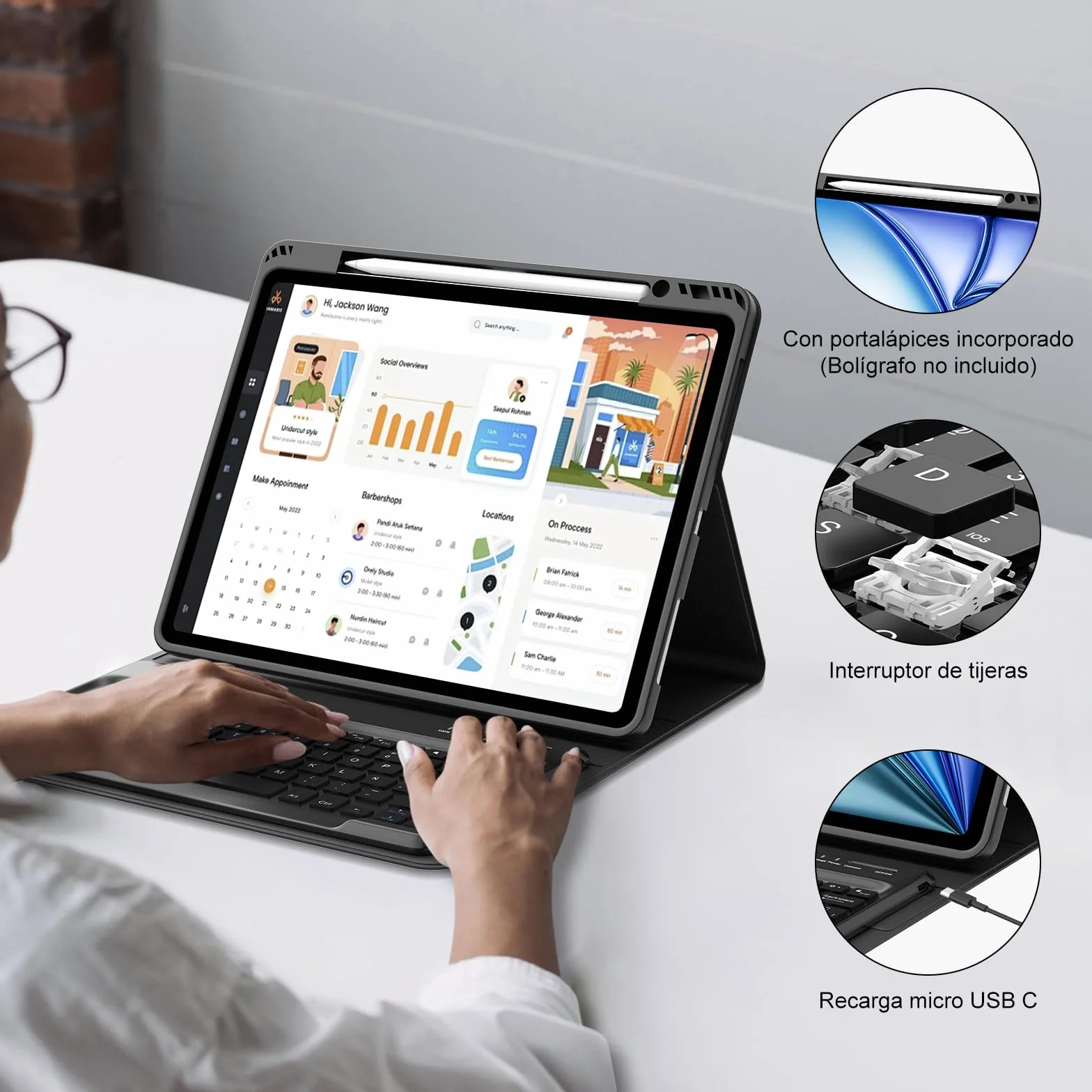 JADEMALL Tastiera per iPad Air 13" M4/M3/M2 2026/2025/2024, Italiano QWERTY Tastiera Bluetooth Magnetica Staccabile per iPad Air 13 Pollici M2/M3/M4 2024/2025/2026, Nero