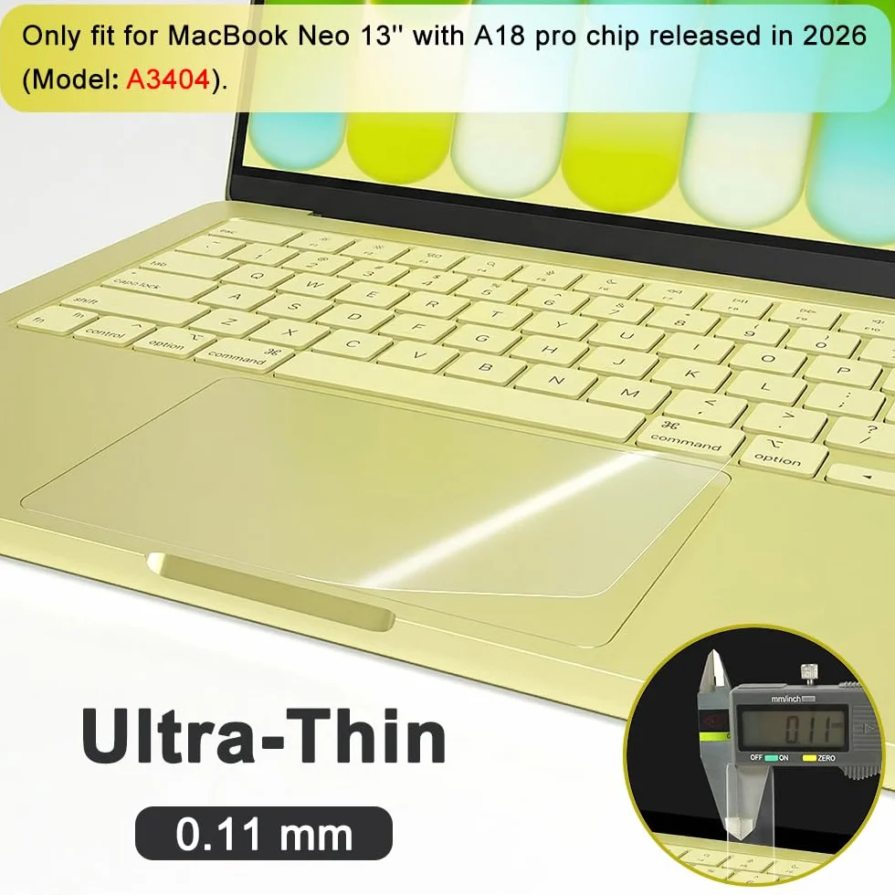 Confezione da 2 protezioni per trackpad per MacBook Neo 2026 da 13 pollici con chip A18 Pro (modello: A3404), copertura protettiva trasparente per touchpad per laptop, accessori protettivi ad