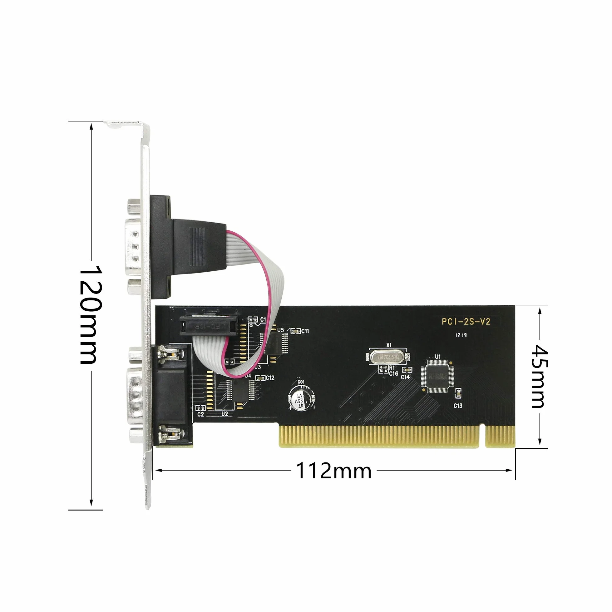 CERRXIAN Scheda di espansione PCI a 2 porte seriali DB9, connettori PCI a 2 porte COM serie RS232 a 9 pin