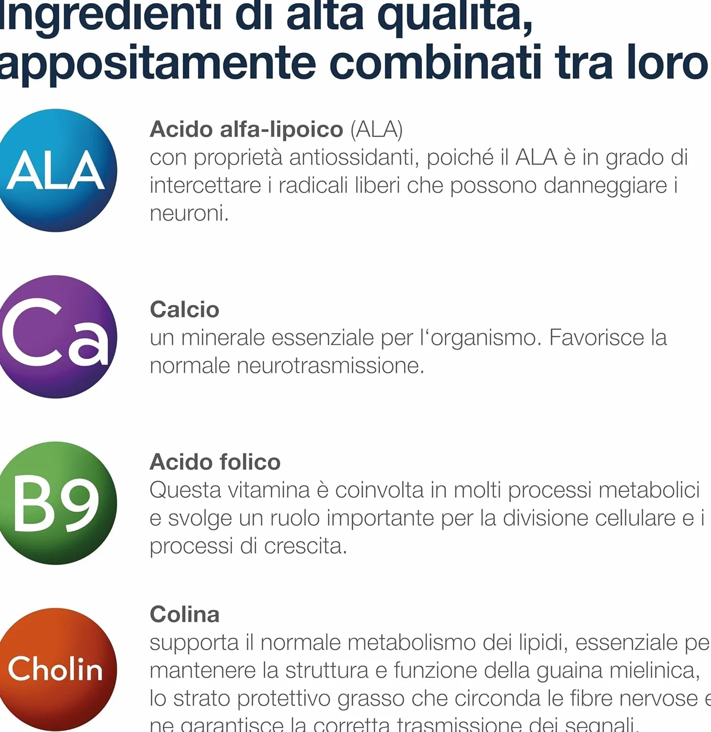Mavosten Complesso di micronutrienti con acido alfa-lipoico ALA colina 7 vitamine del gruppo B e calcio per salute dei nervi 20 unità