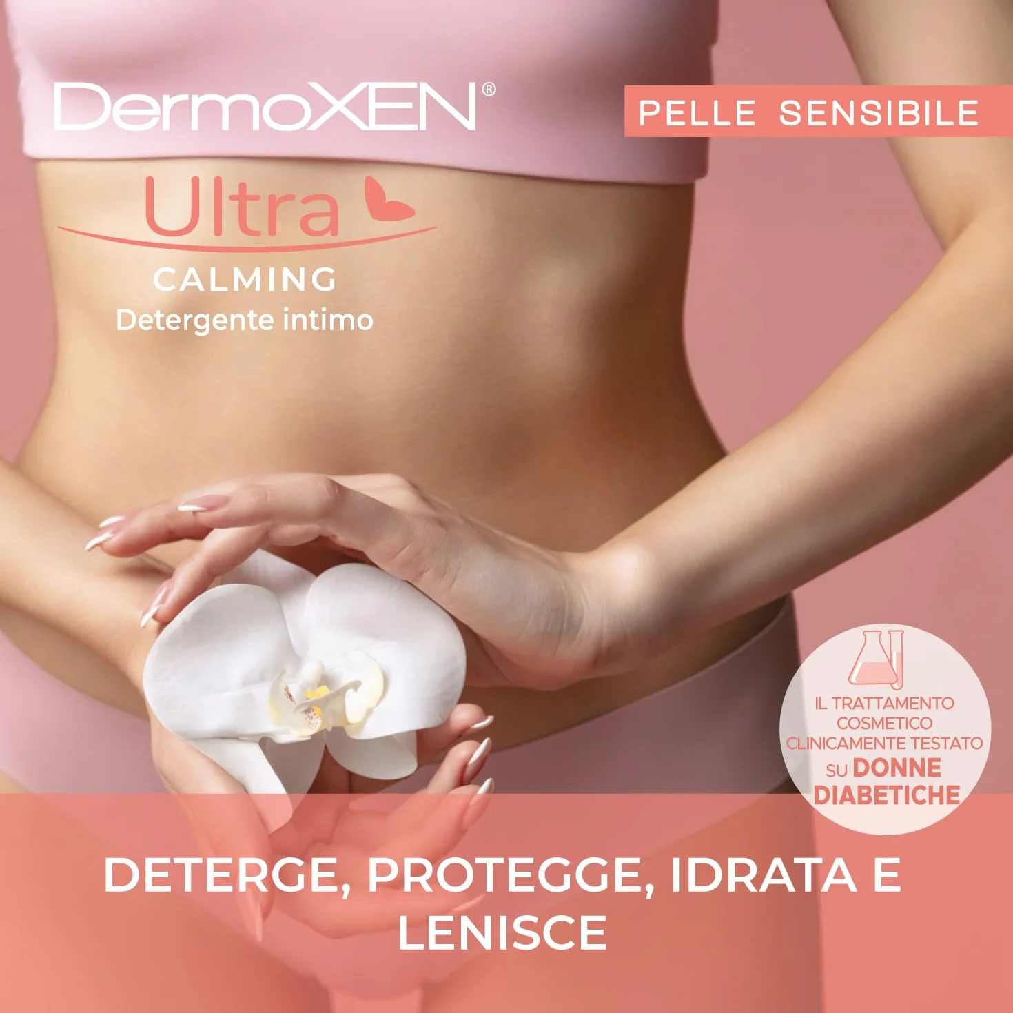 DERMOXEN Detergente Intimo Donna 125ml Sapone Intimo Idratante Acido Ialuronico e Lattico Senza Glucosio e Parabeni