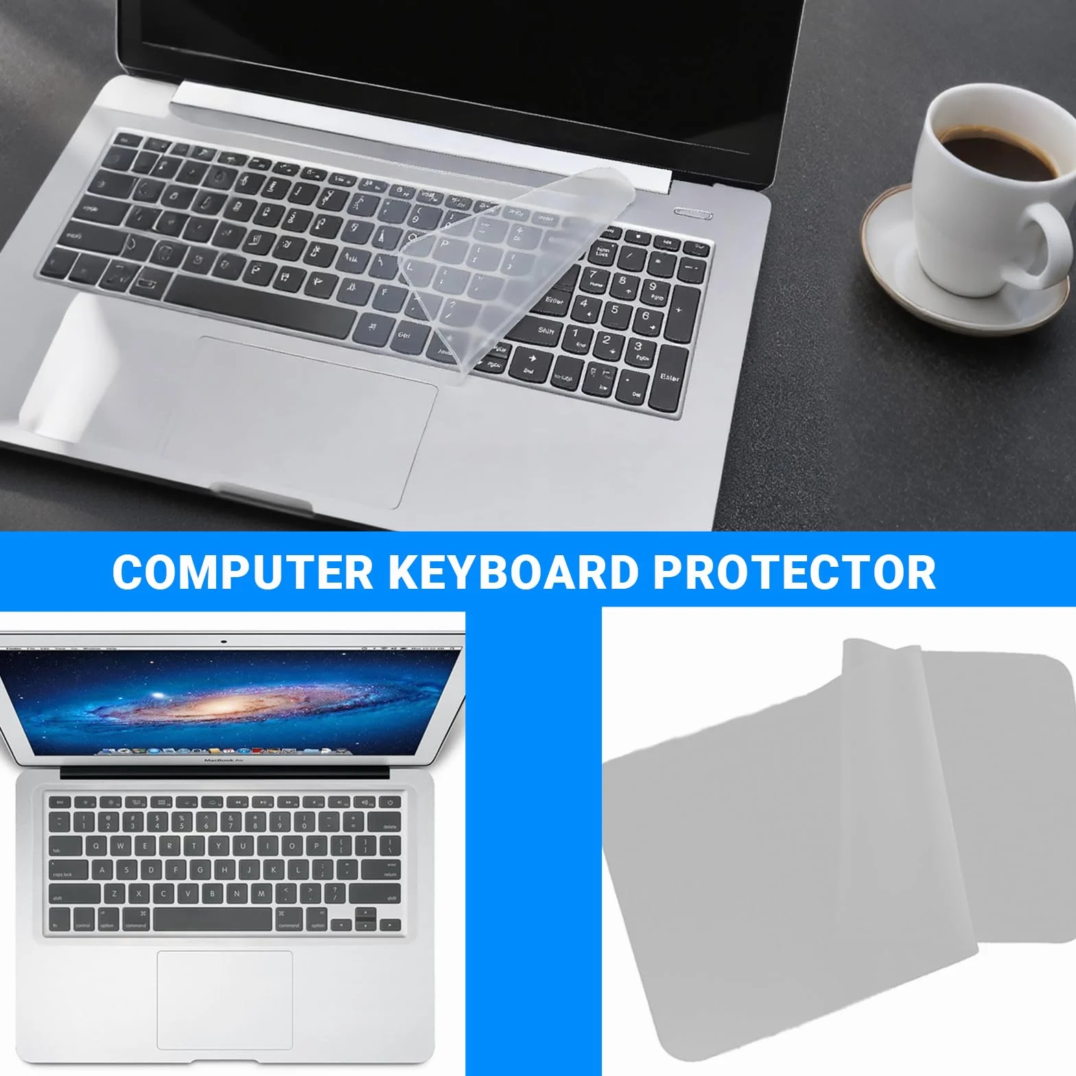 2 Pezzi 365 * 135mm Copritastiera Pc Pellicola Protettiva, Copritastiera Pc Portatile 15–17 Pollici, Protezione Tastiera Notebook Lavabile, Resistente Agli Schizzi, Riutilizzabile, Trasparente