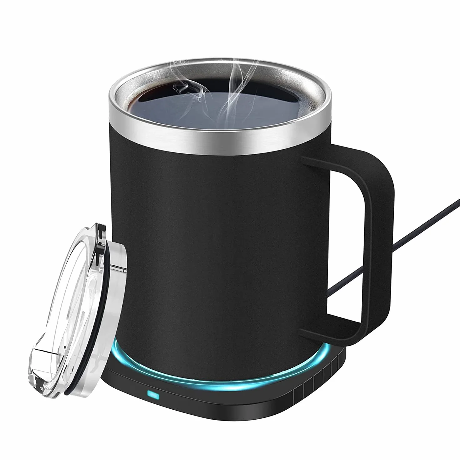 300ml Scalda Bevande Tazza USB 2 in 1 Elettrico Riscaldatore di Caffè Smart Temperatura costante 131 ℉ / 55 ℃ Set Scaldatazze Riscaldato per Casa e Ufficio Latte Acqua Tè Scaldabevande