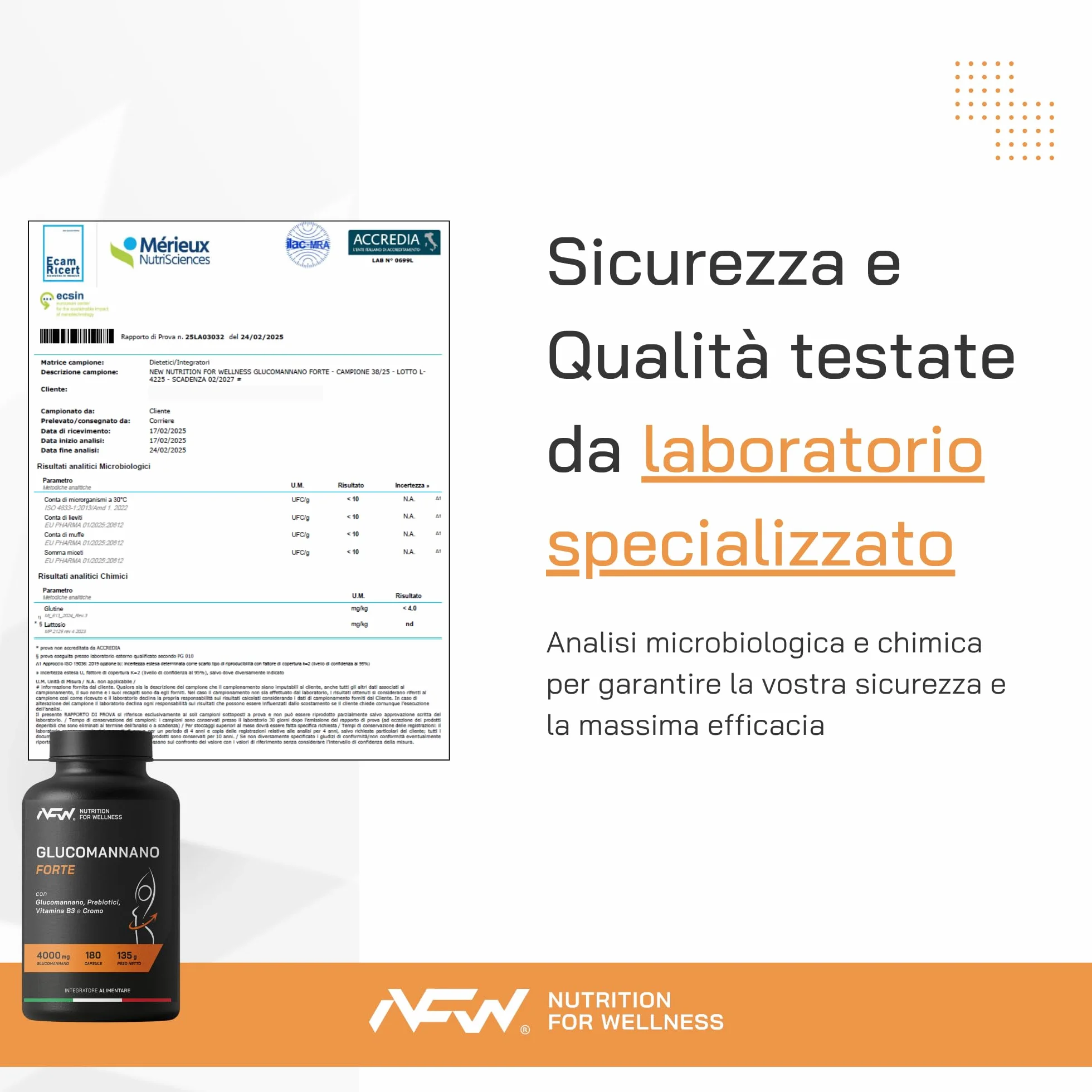 NFW® GLUCOMANNANO FORTE 180 capsule 4000mg Glucomannano puro con Prebiotici Cromo e Vitamina B3 Fibra Naturale Vegetale